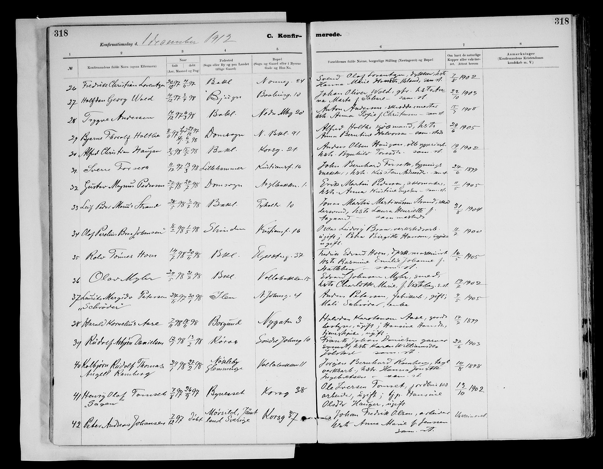 Ministerialprotokoller, klokkerbøker og fødselsregistre - Sør-Trøndelag, AV/SAT-A-1456/604/L0203: Parish register (official) no. 604A23, 1908-1916, p. 318