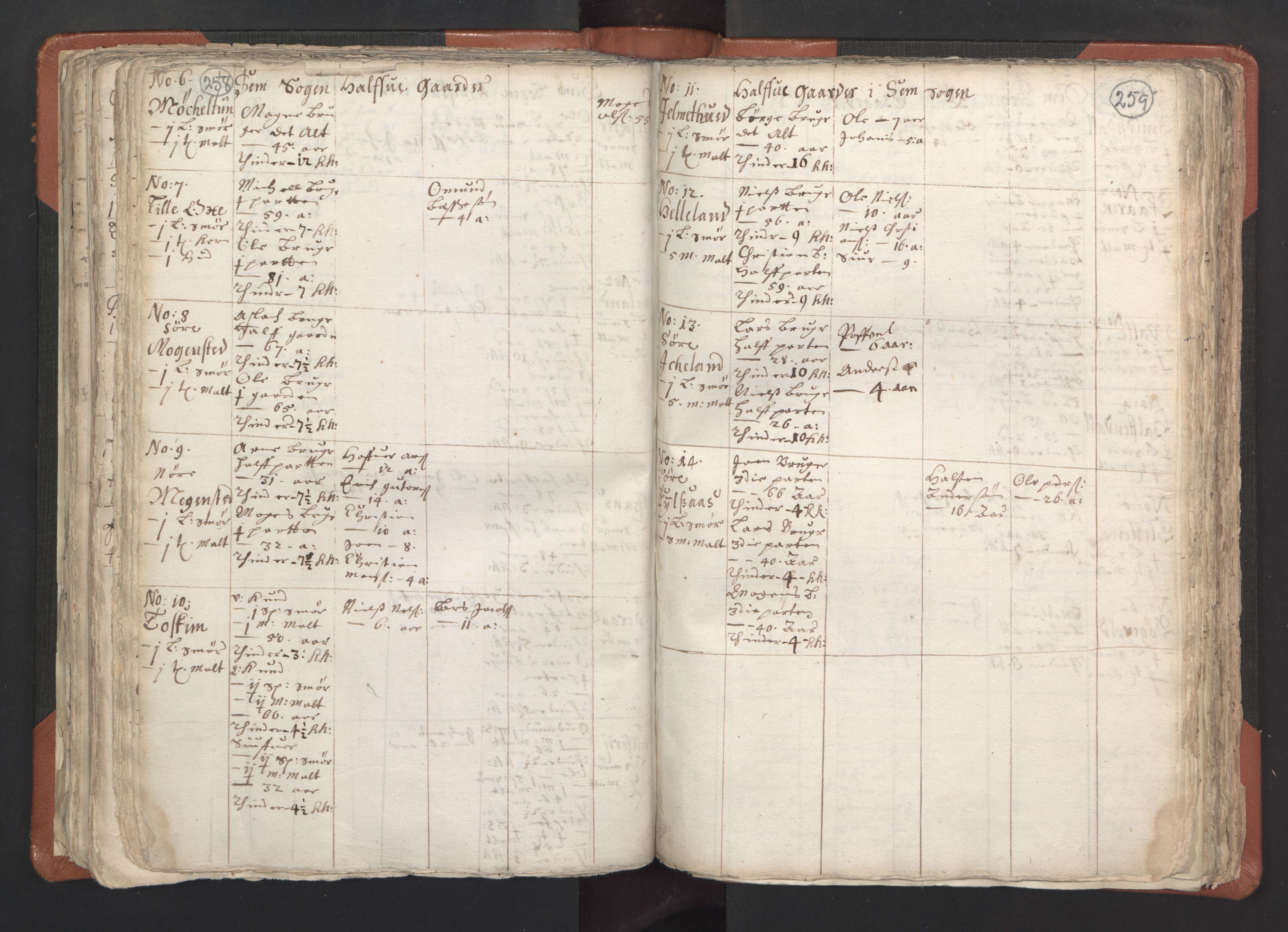 RA, Vicar's Census 1664-1666, no. 22: Nordhordland deanery, 1664-1666, p. 258-259