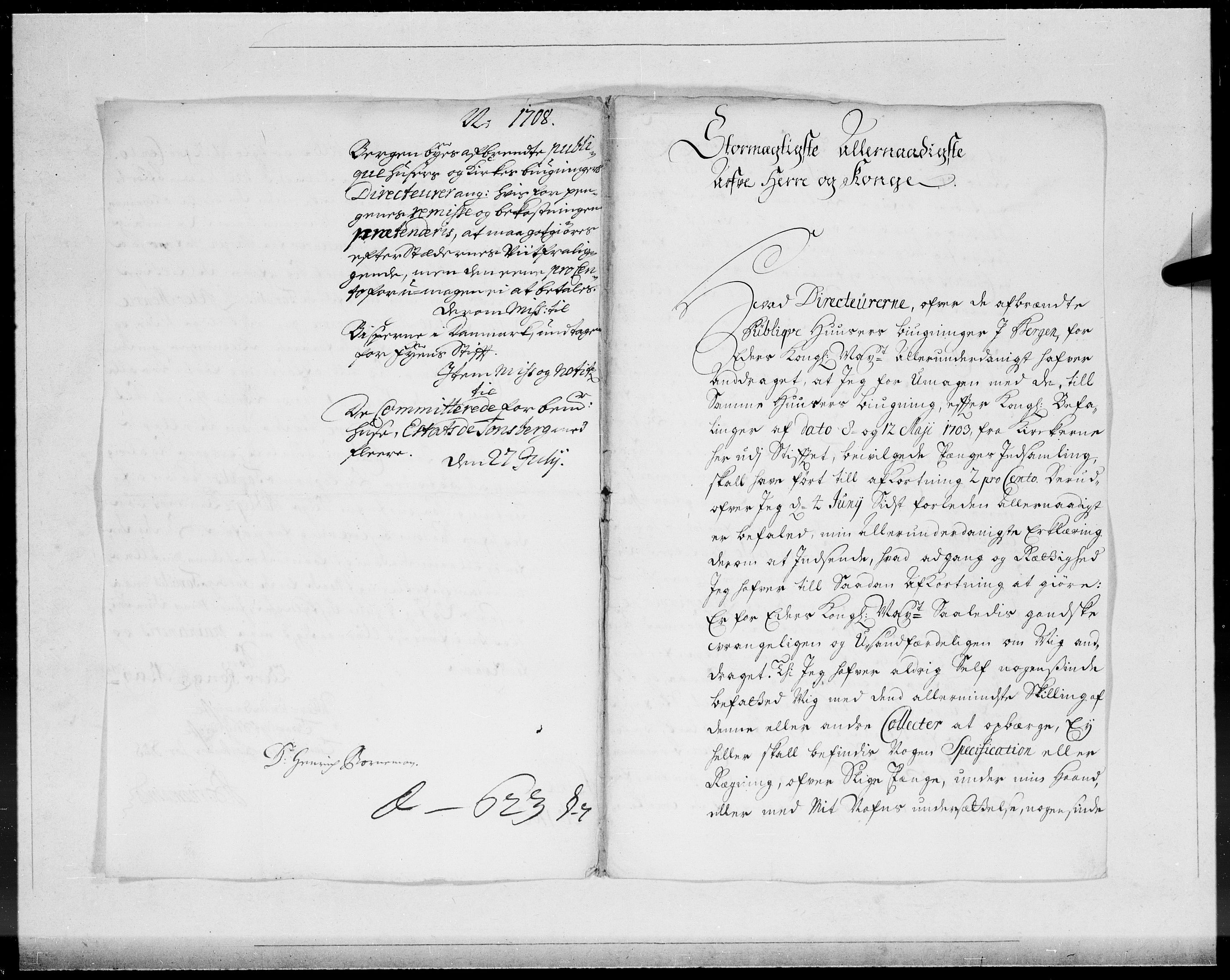 Danske Kanselli 1572-1799, AV/RA-EA-3023/F/Fc/Fcc/Fcca/L0066: Norske innlegg 1572-1799, 1708, p. 28