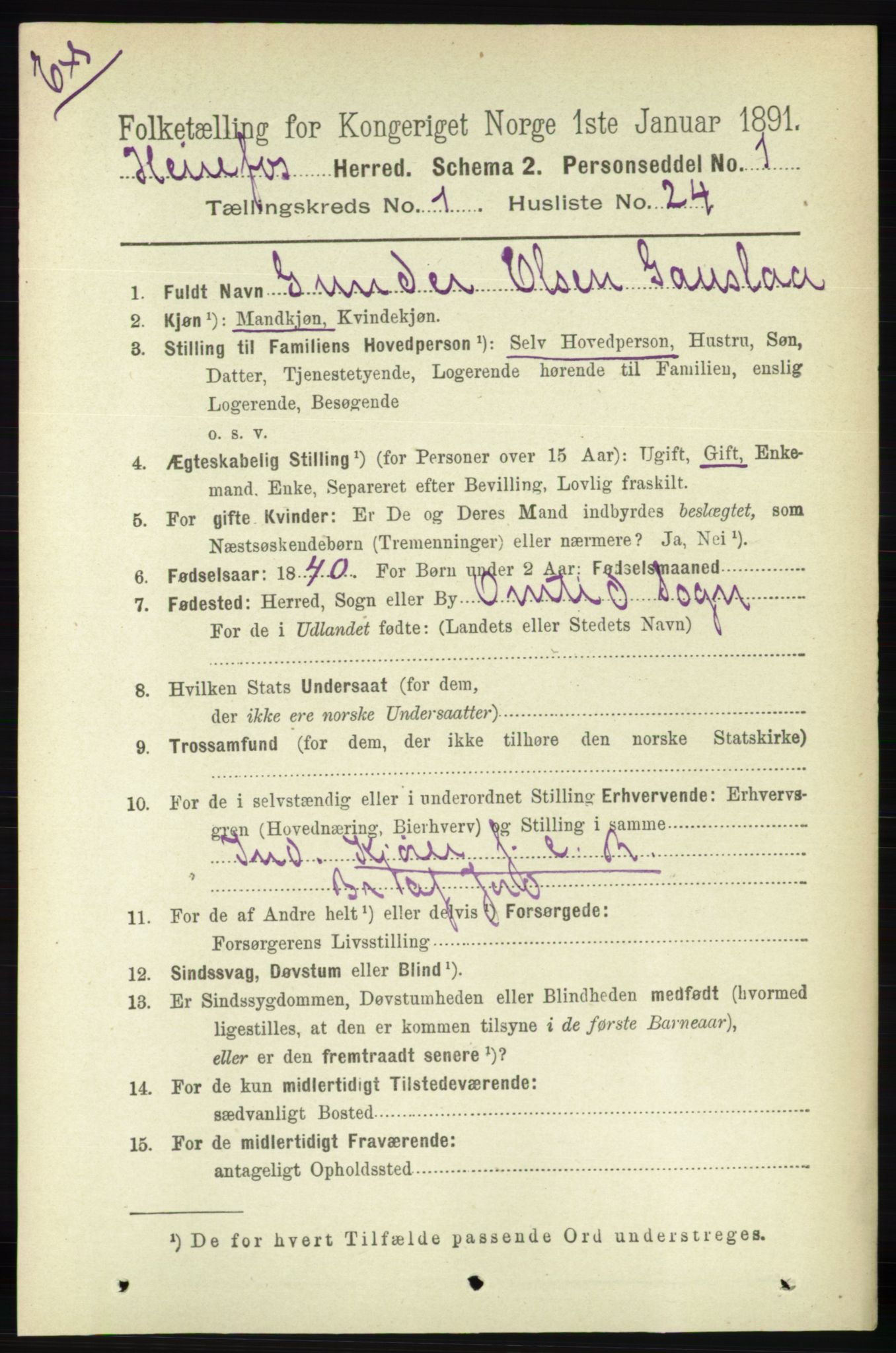 RA, Census 1891 for Nedenes amt: Gjenparter av personsedler for beslektede ektefeller, menn, 1891, p. 418