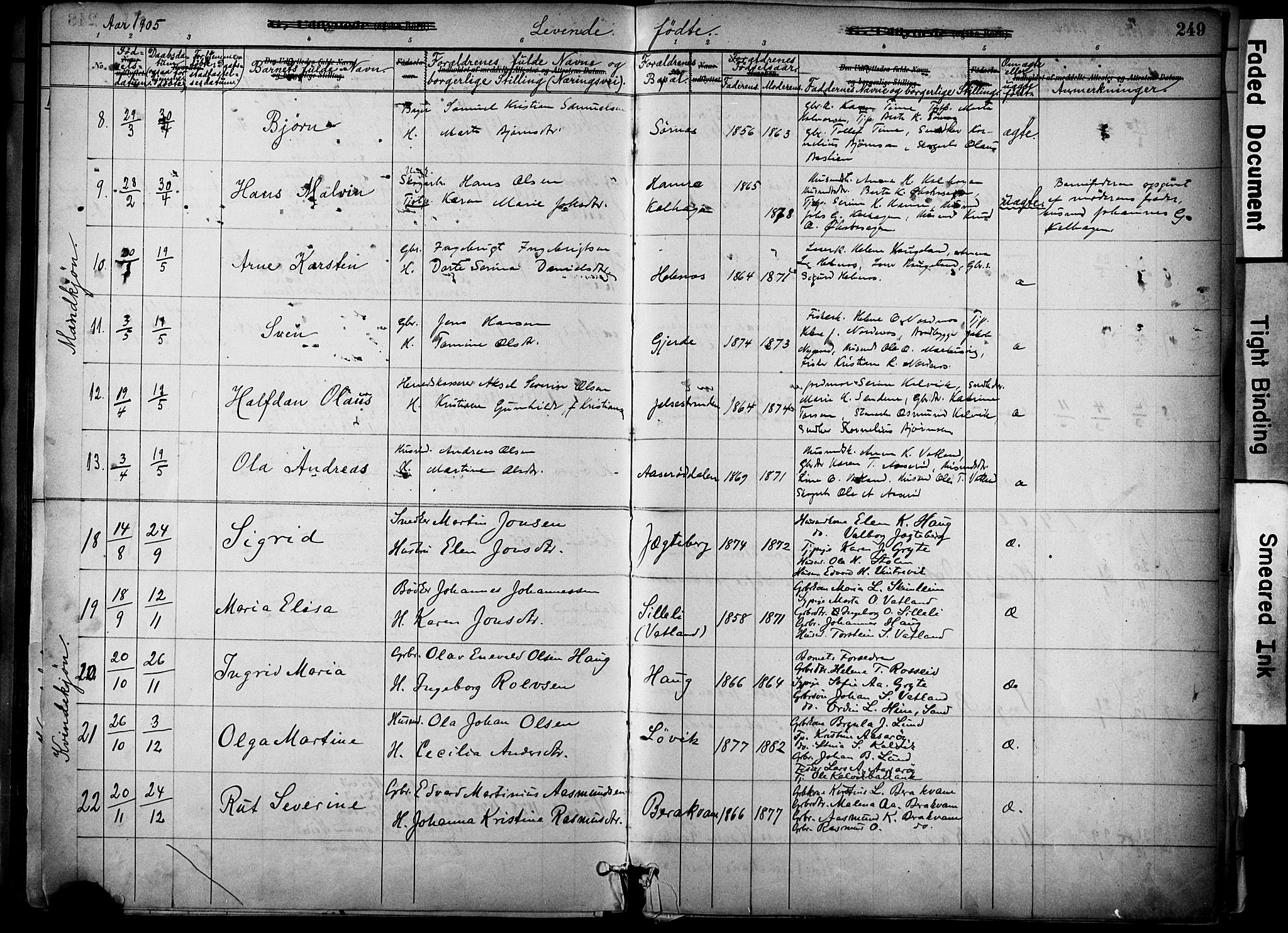 Jelsa sokneprestkontor, AV/SAST-A-101842/01/IV: Parish register (official) no. A 10, 1884-1906, p. 249