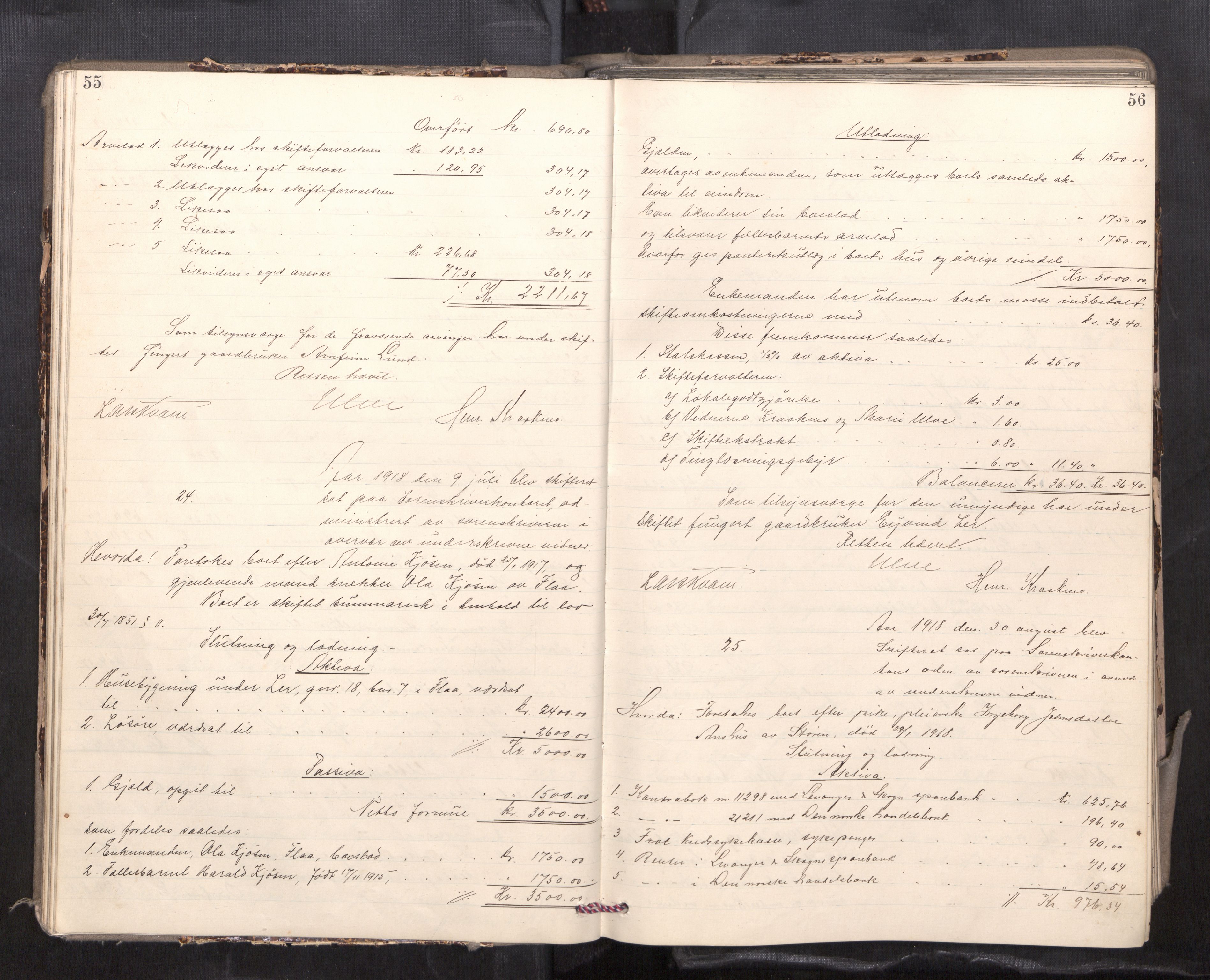 Gauldal sorenskriveri, AV/SAT-A-0014/1/3/3A/L0018: Skifteslutningsprotokoll  5, 1917-1924, p. 55-56