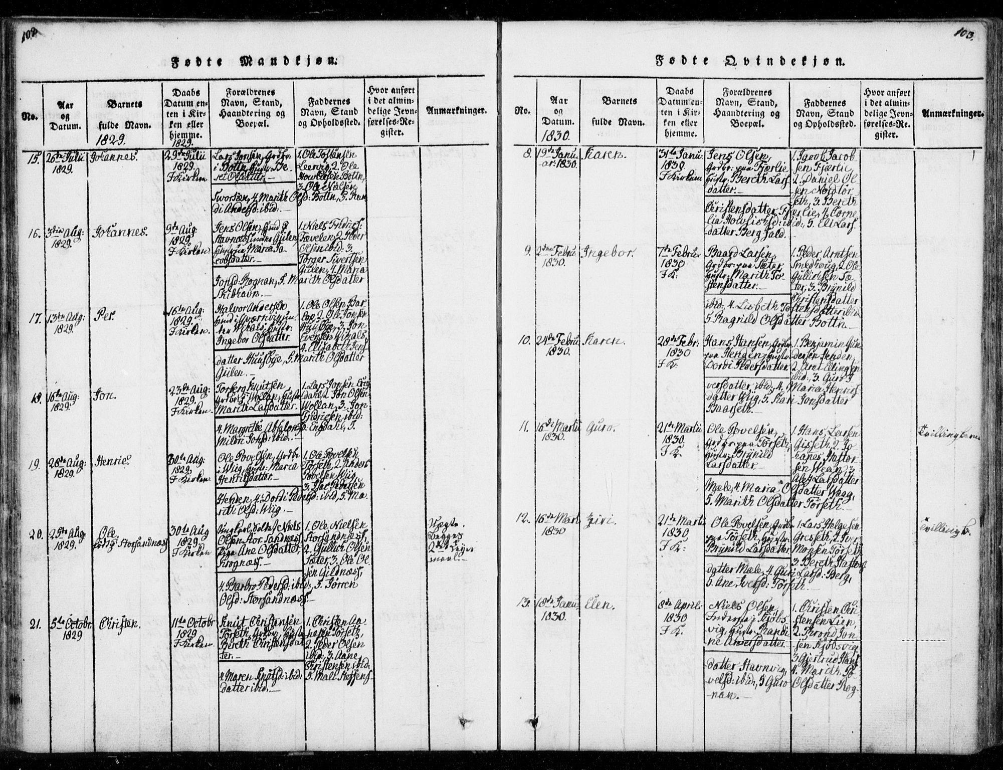 Ministerialprotokoller, klokkerbøker og fødselsregistre - Møre og Romsdal, AV/SAT-A-1454/578/L0903: Parish register (official) no. 578A02, 1819-1838, p. 102-103