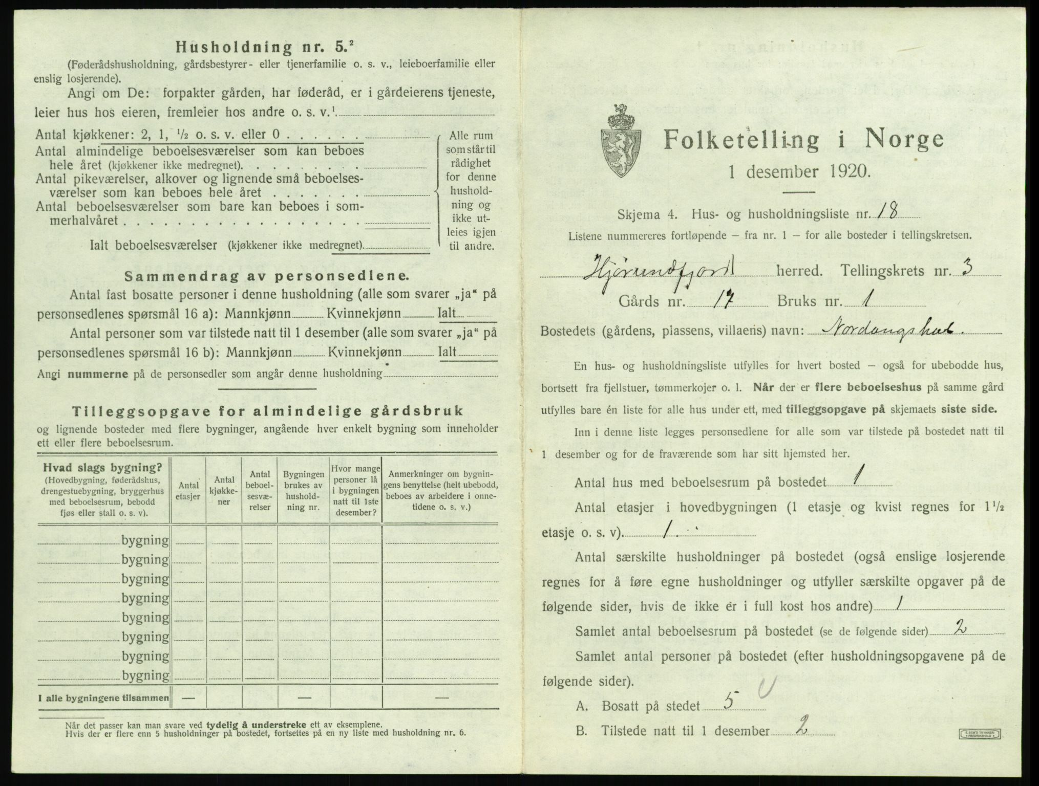 SAT, 1920 census for Hjørundfjord, 1920, p. 159