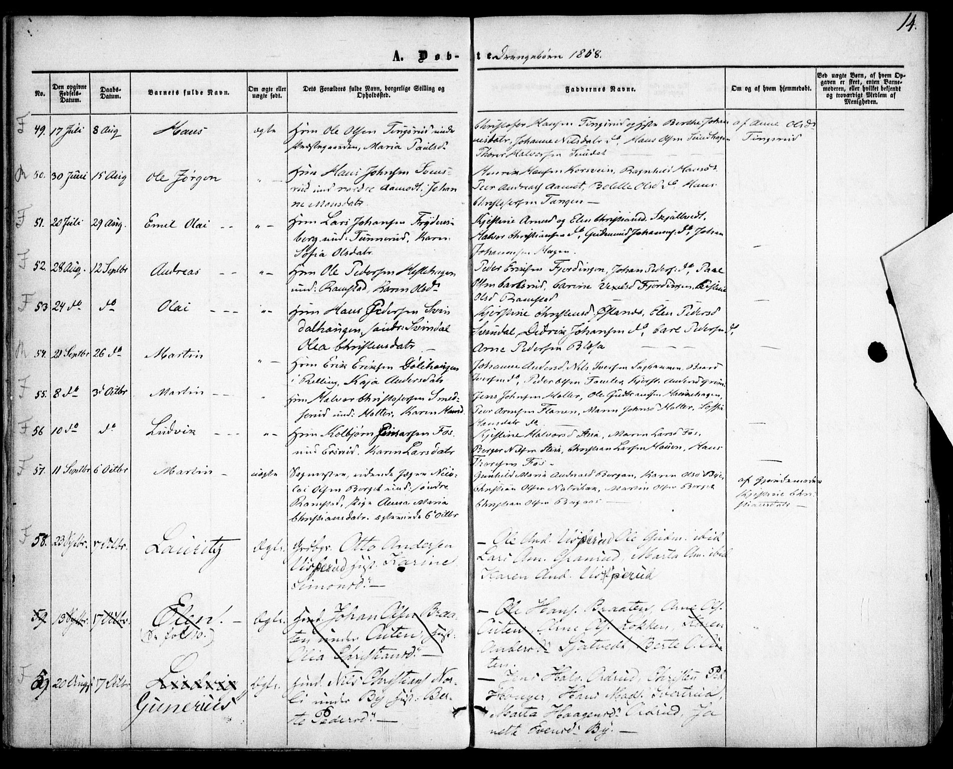 Fet prestekontor Kirkebøker, AV/SAO-A-10370a/F/Fa/L0011: Parish register (official) no. I 11, 1857-1866, p. 14