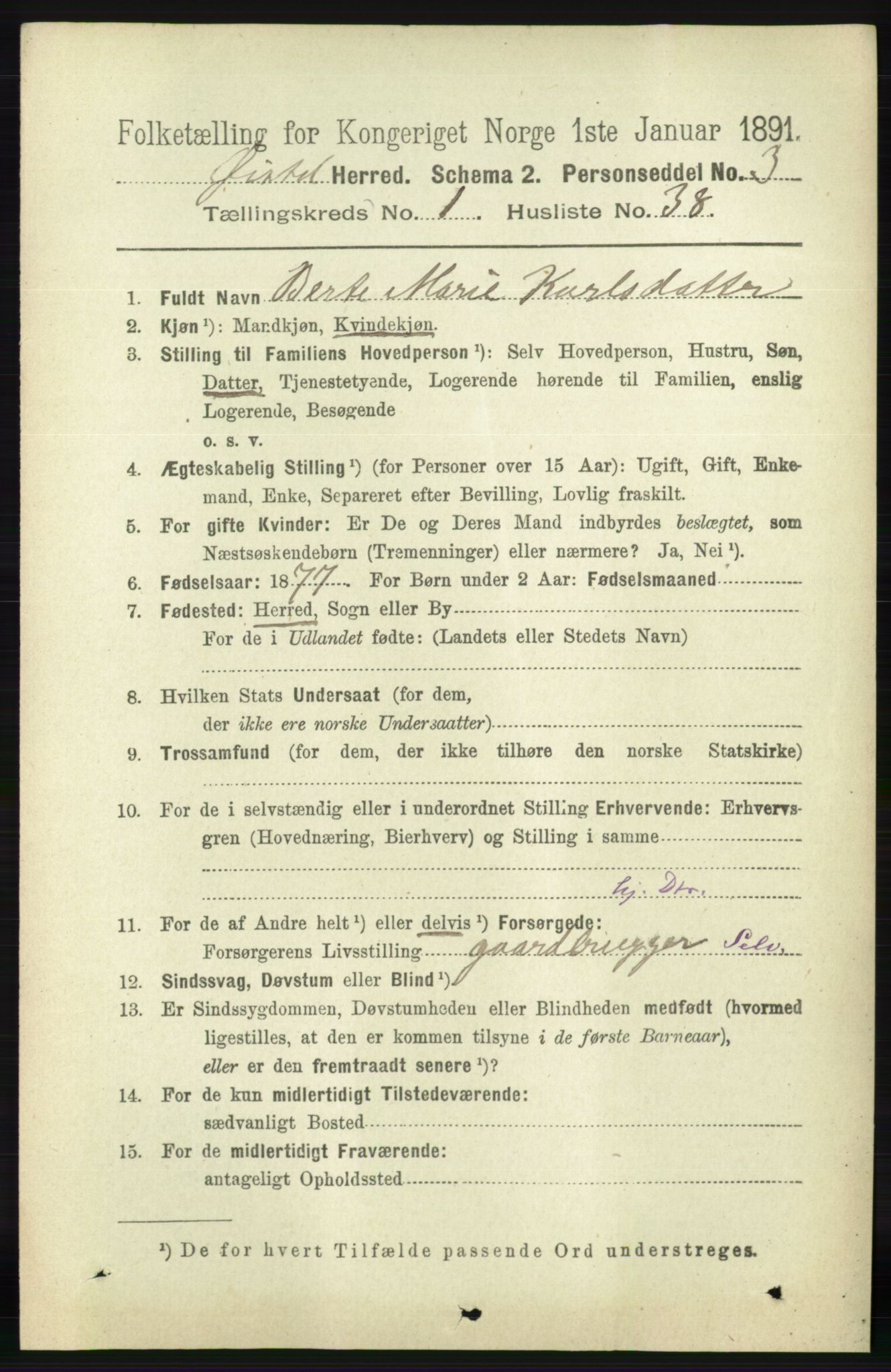 RA, 1891 census for 0920 Øyestad, 1891, p. 292