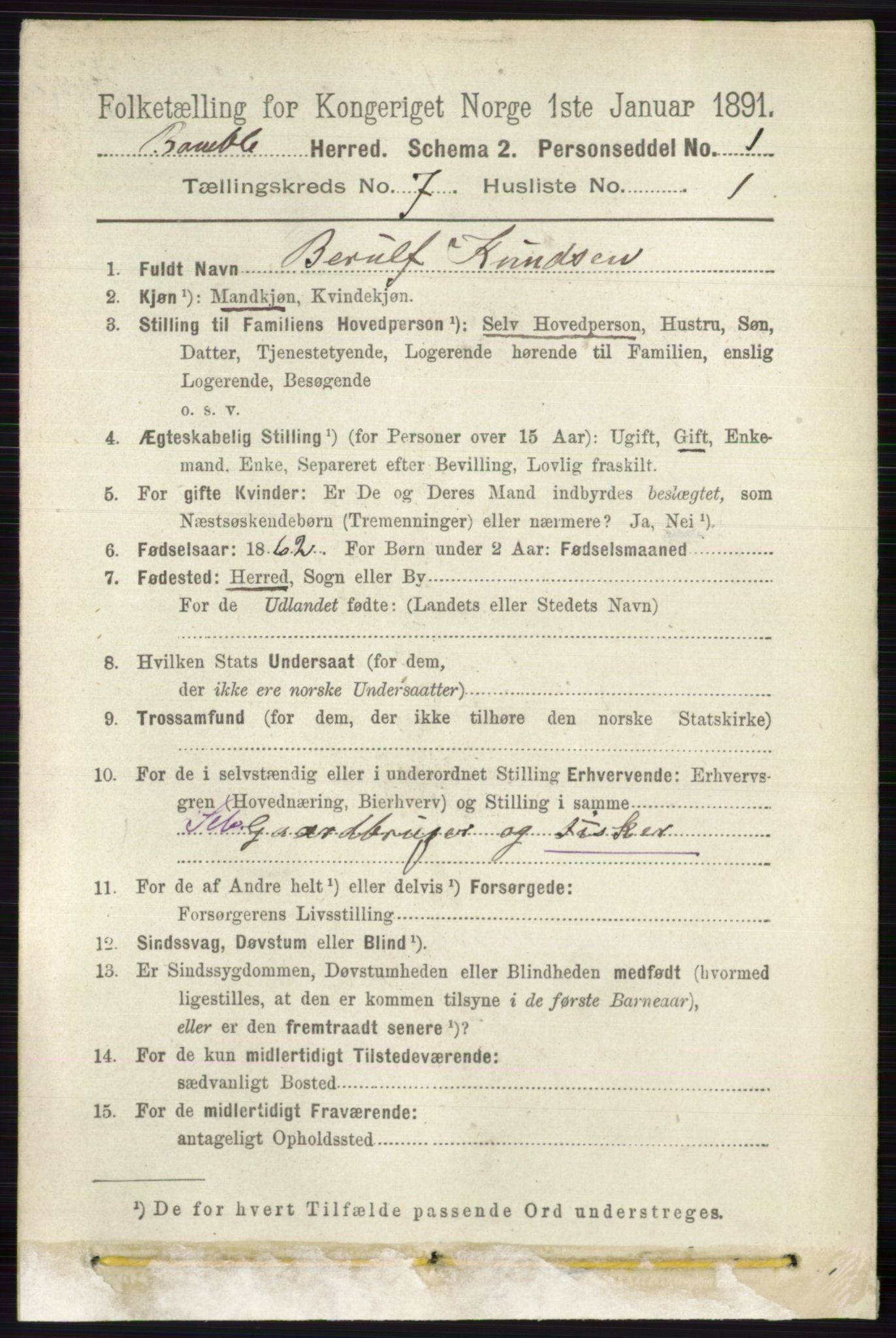 RA, 1891 census for 0814 Bamble, 1891, p. 2984