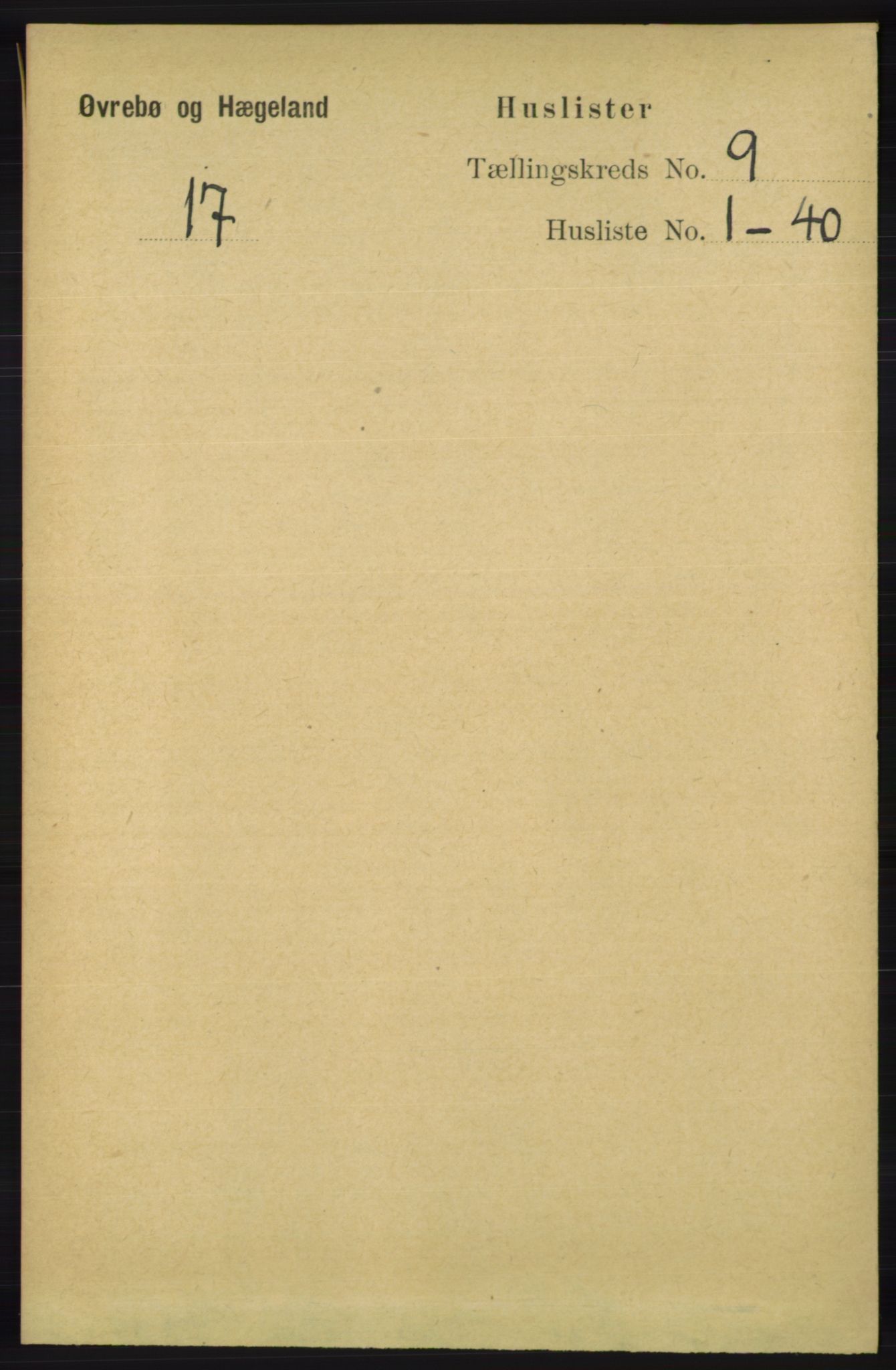 RA, 1891 census for 1016 Øvrebø og Hægeland, 1891, p. 1701