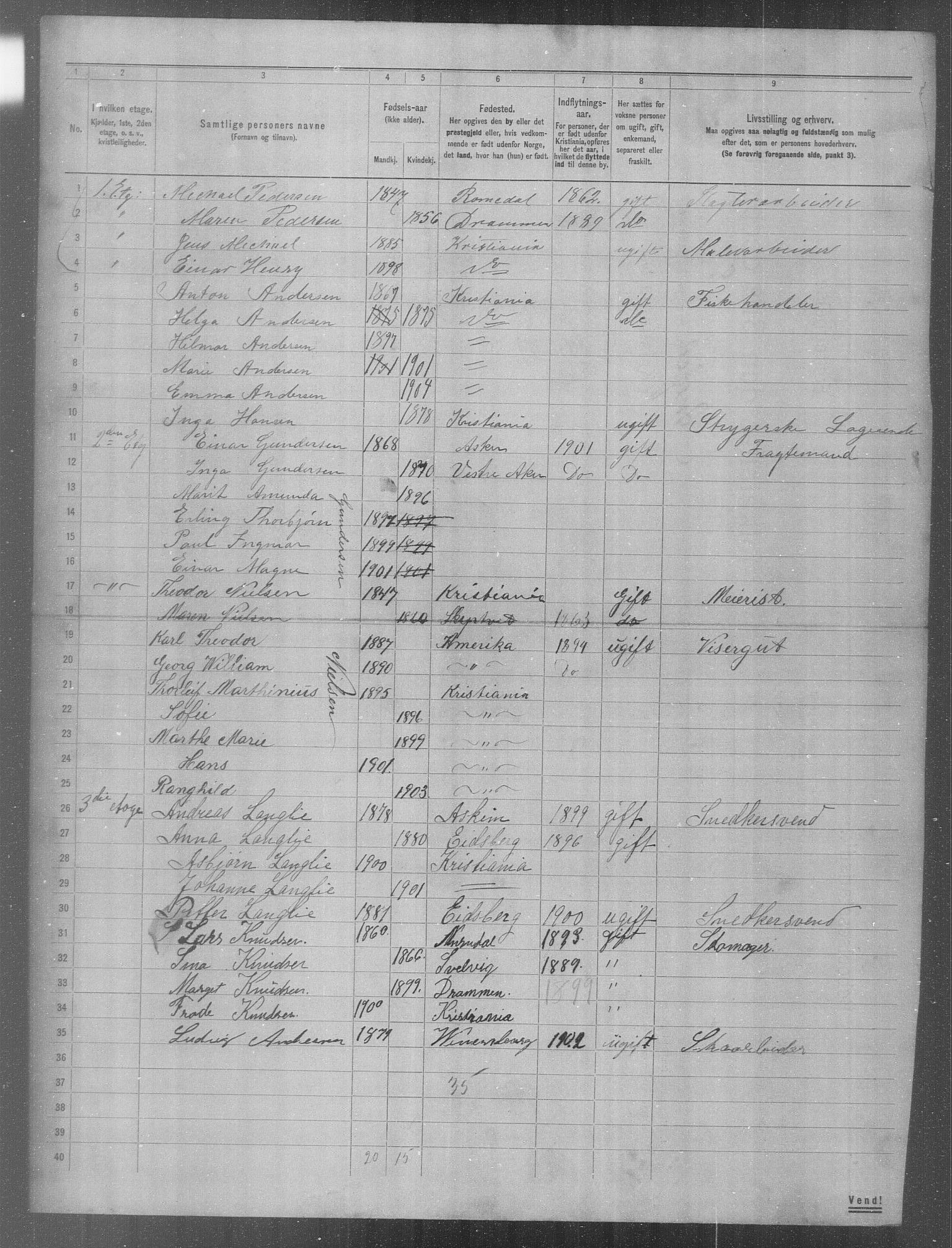 OBA, Municipal Census 1904 for Kristiania, 1904, p. 390