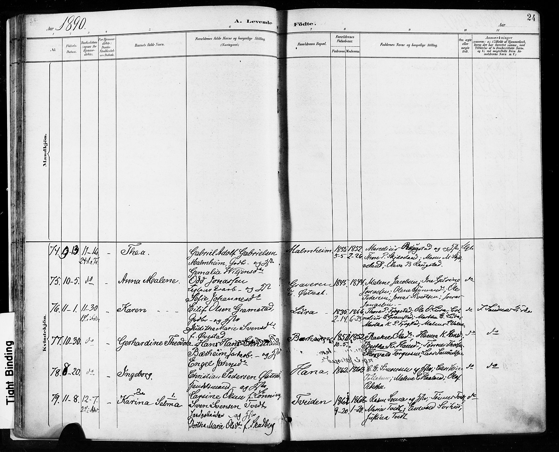 Høyland sokneprestkontor, AV/SAST-A-101799/001/30BA/L0013: Parish register (official) no. A 13.1, 1889-1898, p. 24