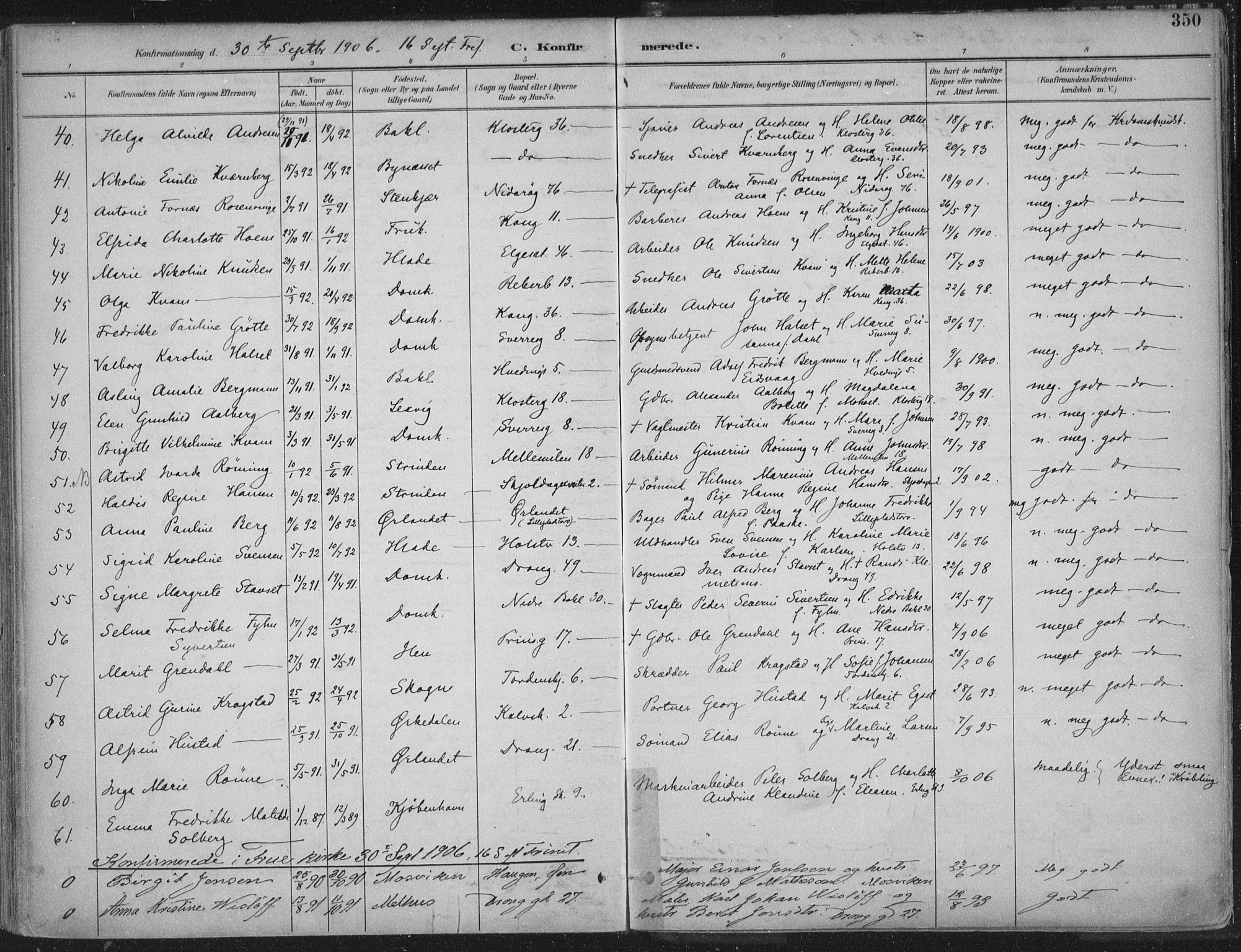 Ministerialprotokoller, klokkerbøker og fødselsregistre - Sør-Trøndelag, SAT/A-1456/601/L0062: Parish register (official) no. 601A30, 1891-1911, p. 350