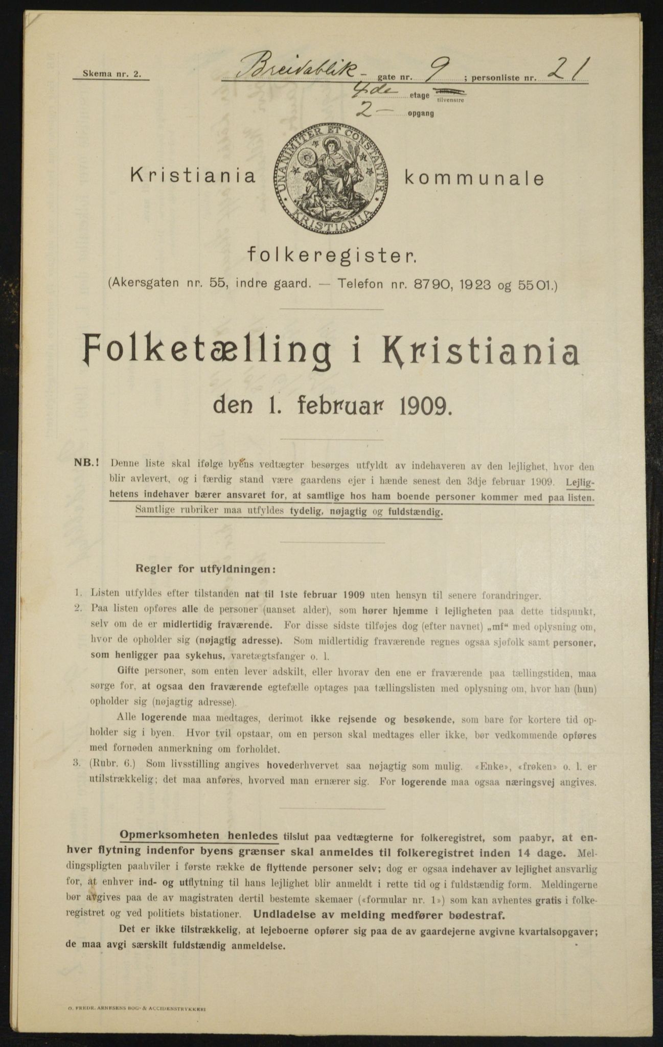 OBA, Municipal Census 1909 for Kristiania, 1909, p. 24318