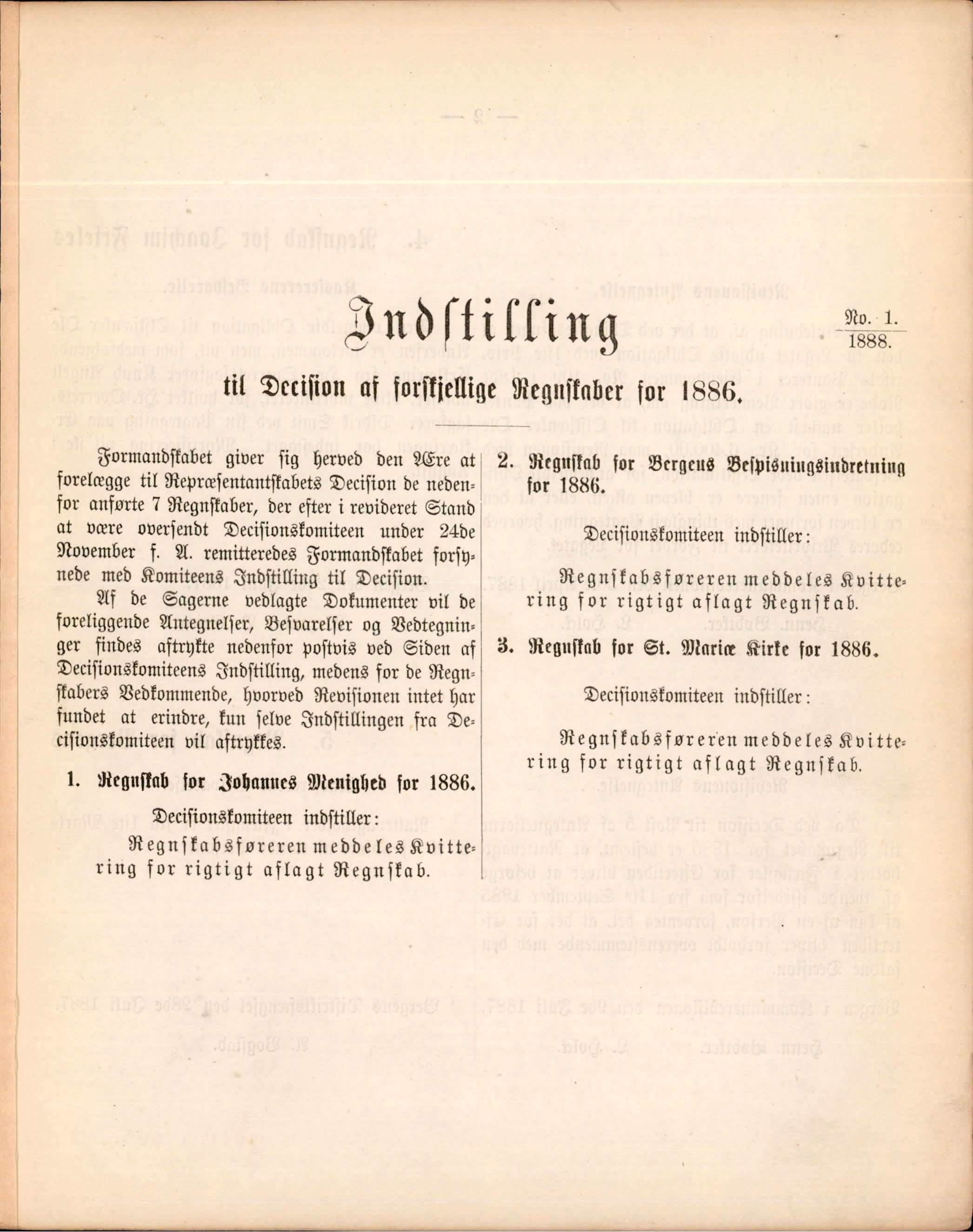 Bergen kommune. Formannskapet, BBA/A-0003/Ad/L0043: Bergens Kommuneforhandlinger, 1888