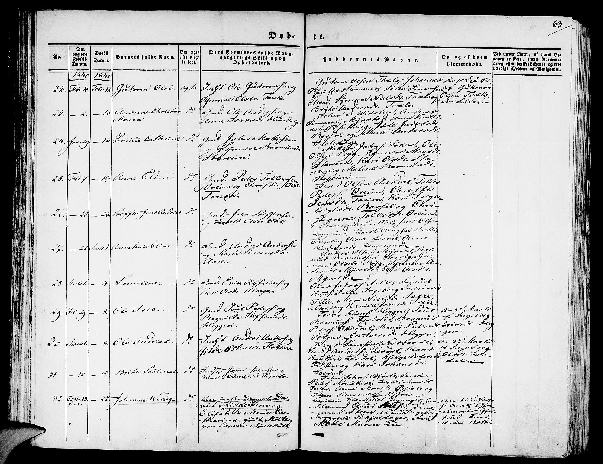 Eid sokneprestembete, AV/SAB-A-82301/H/Haa/Haaa/L0006: Parish register (official) no. A 6, 1831-1843, p. 63