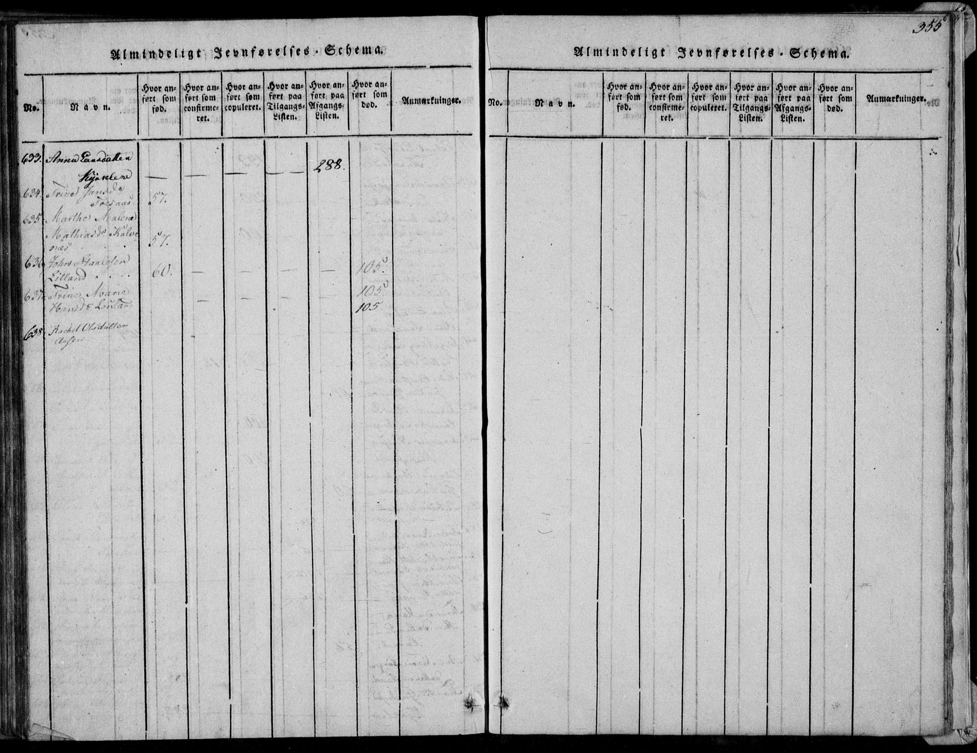 Herad sokneprestkontor, AV/SAK-1111-0018/F/Fa/Faa/L0003: Parish register (official) no. A 3, 1816-1844, p. 355