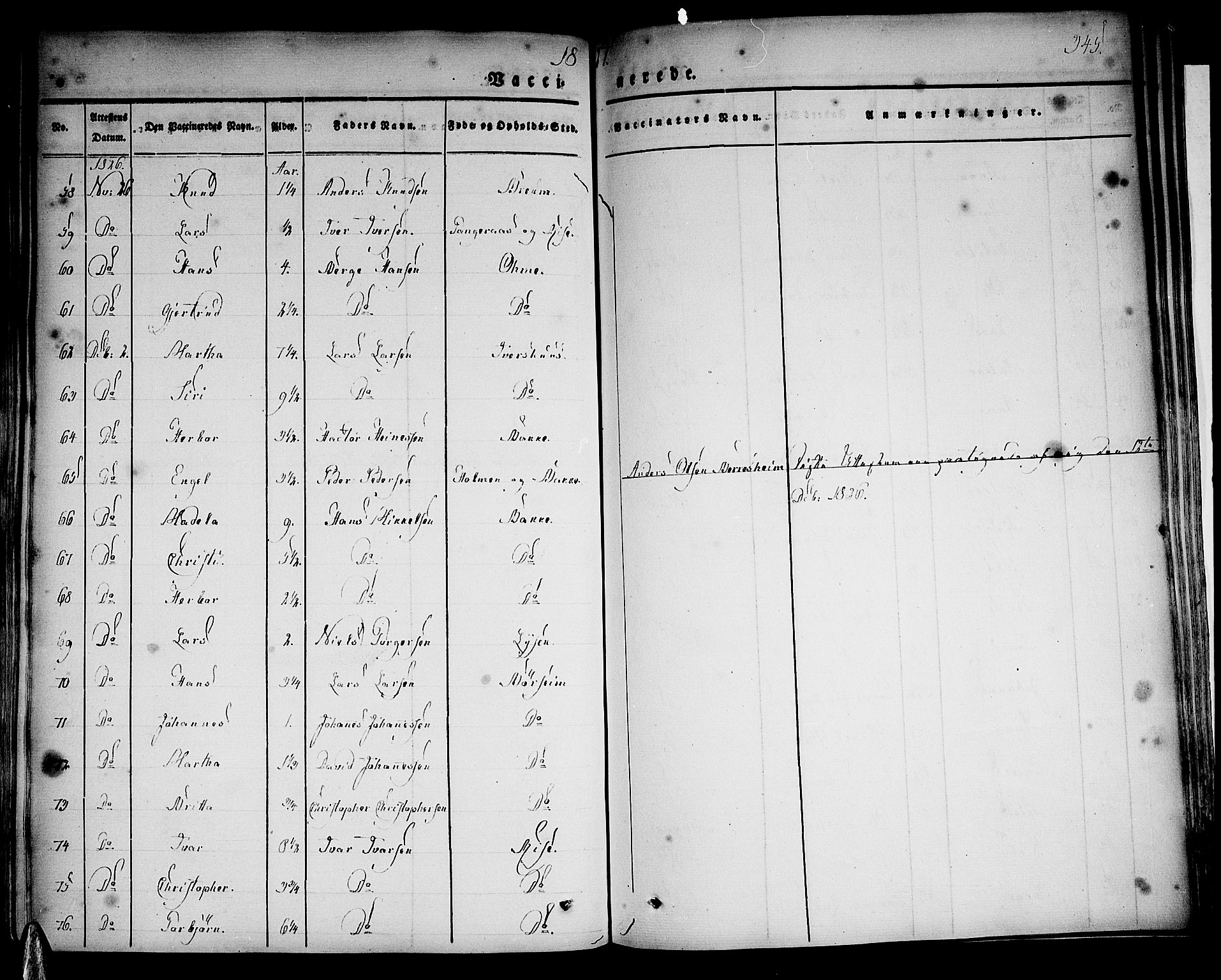 Strandebarm sokneprestembete, AV/SAB-A-78401/H/Haa: Parish register (official) no. A 6, 1826-1843, p. 345