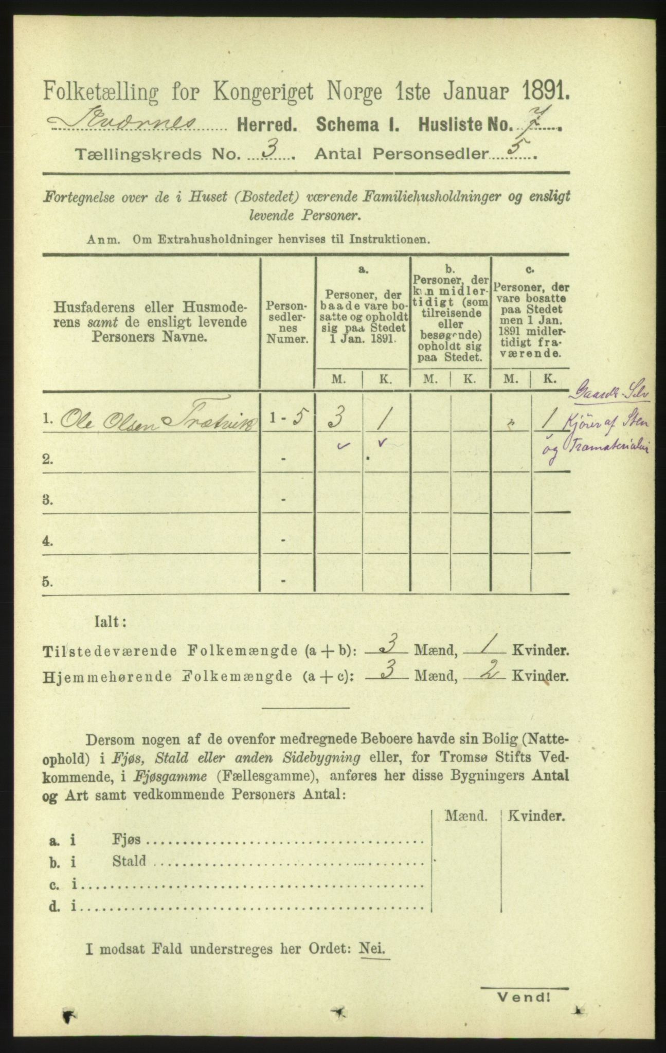 RA, 1891 census for 1553 Kvernes, 1891, p. 950