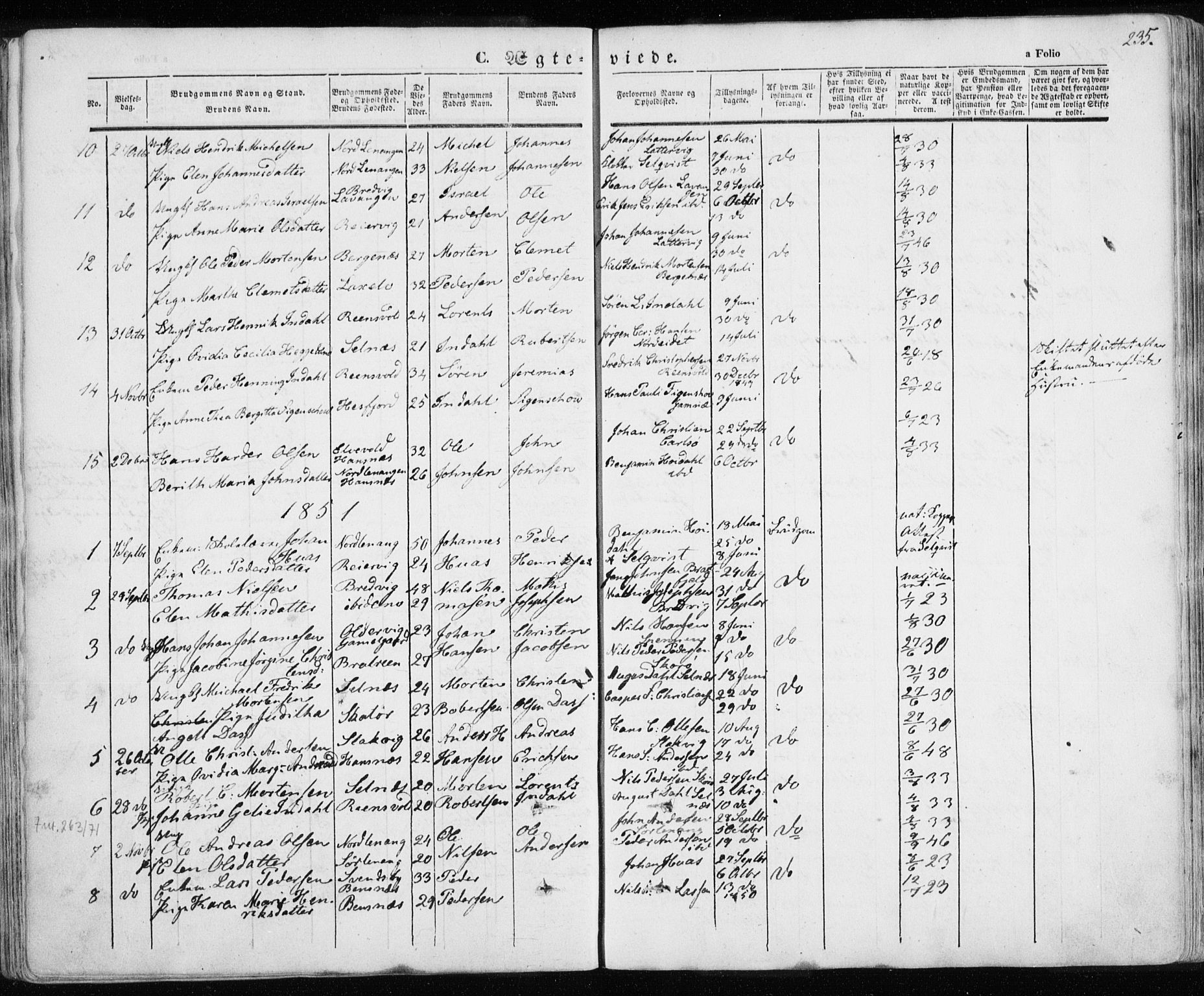 Karlsøy sokneprestembete, SATØ/S-1299/H/Ha/Haa/L0003kirke: Parish register (official) no. 3, 1843-1860, p. 235