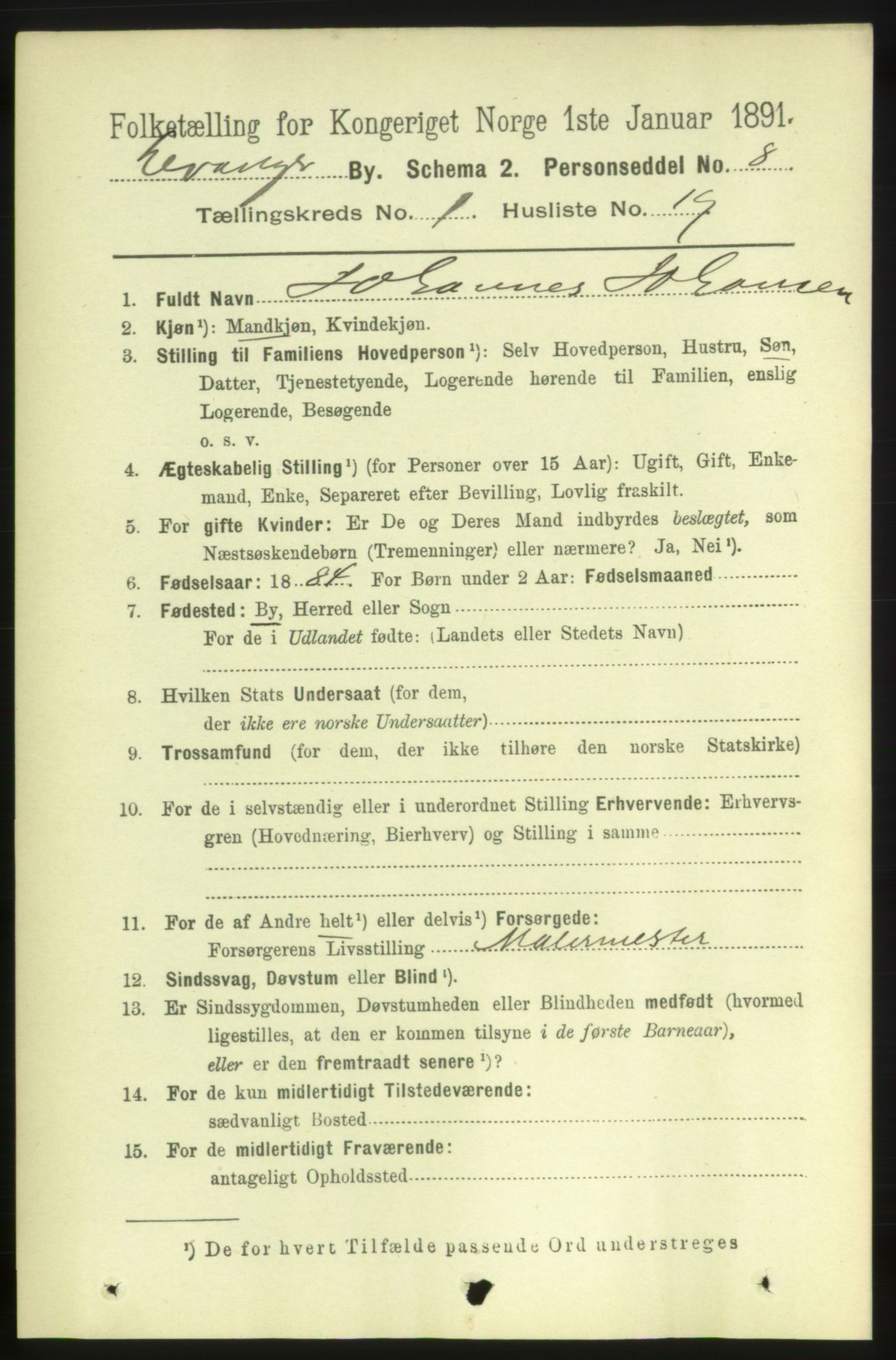 RA, 1891 census for 1701 Levanger, 1891, p. 274