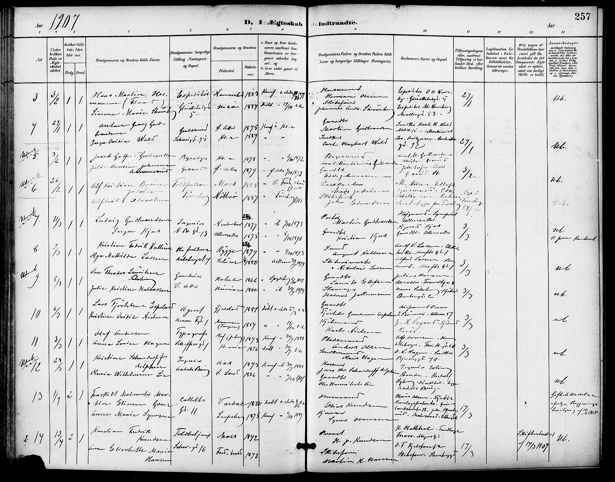 Gamle Aker prestekontor Kirkebøker, AV/SAO-A-10617a/F/L0012: Parish register (official) no. 12, 1898-1910, p. 257