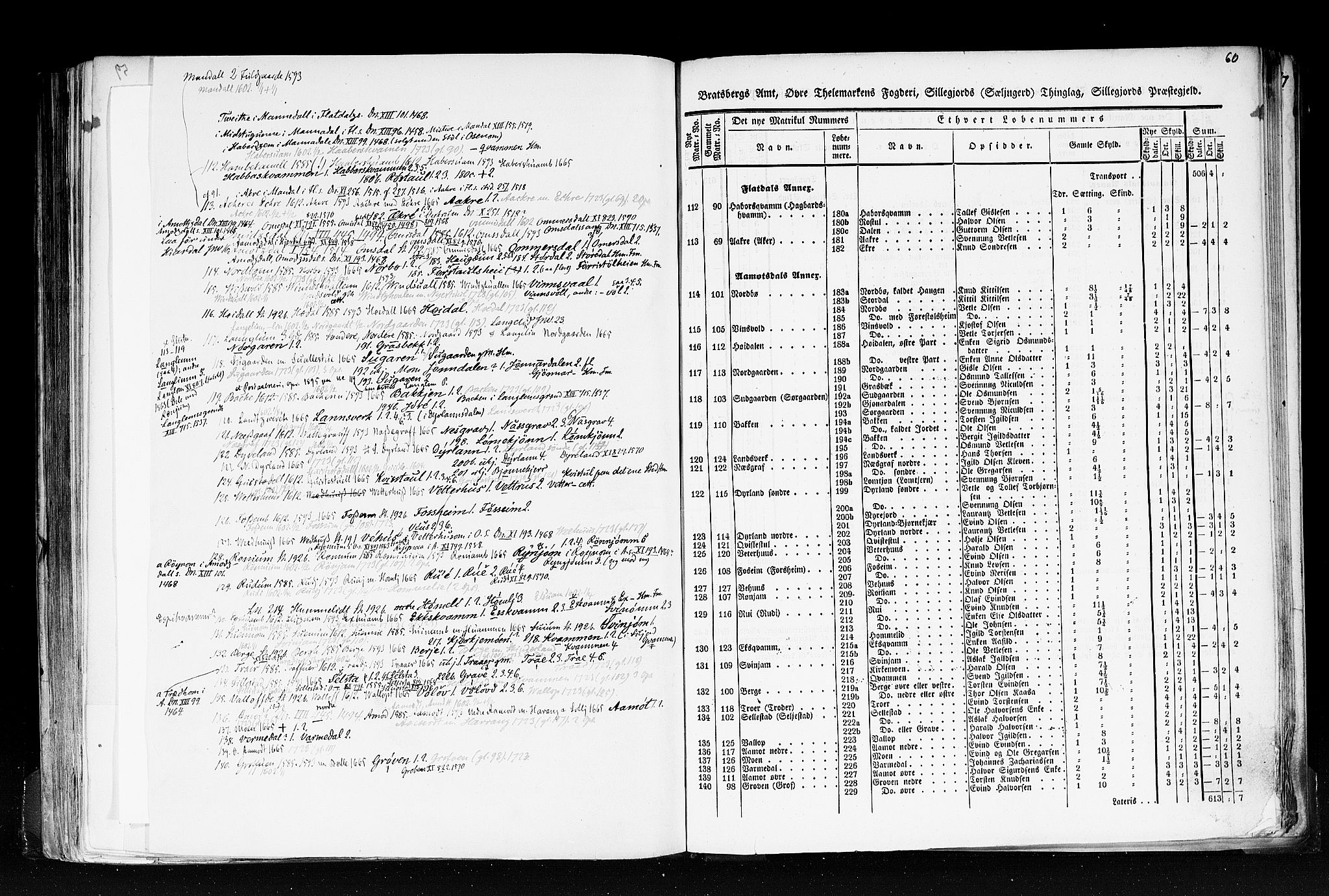 Rygh, AV/RA-PA-0034/F/Fb/L0007: Matrikkelen for 1838 - Bratsberg amt (Telemark fylke), 1838, p. 60a