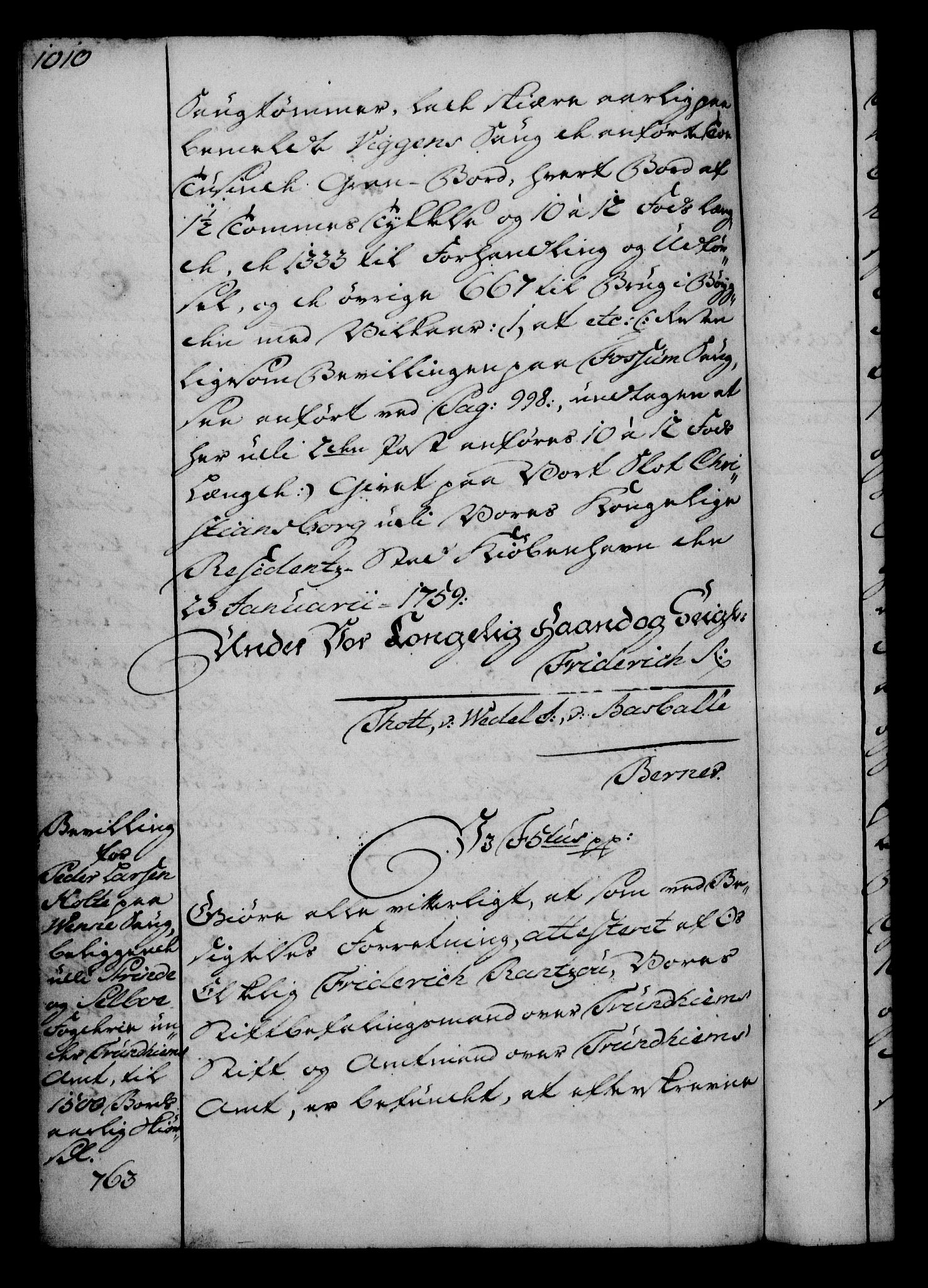 Rentekammeret, Kammerkanselliet, AV/RA-EA-3111/G/Gg/Gga/L0006: Norsk ekspedisjonsprotokoll med register (merket RK 53.6), 1749-1759, p. 1010