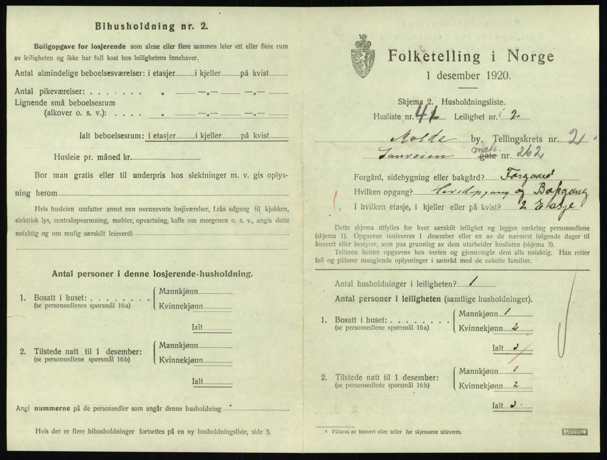 SAT, 1920 census for Molde, 1920, p. 1069