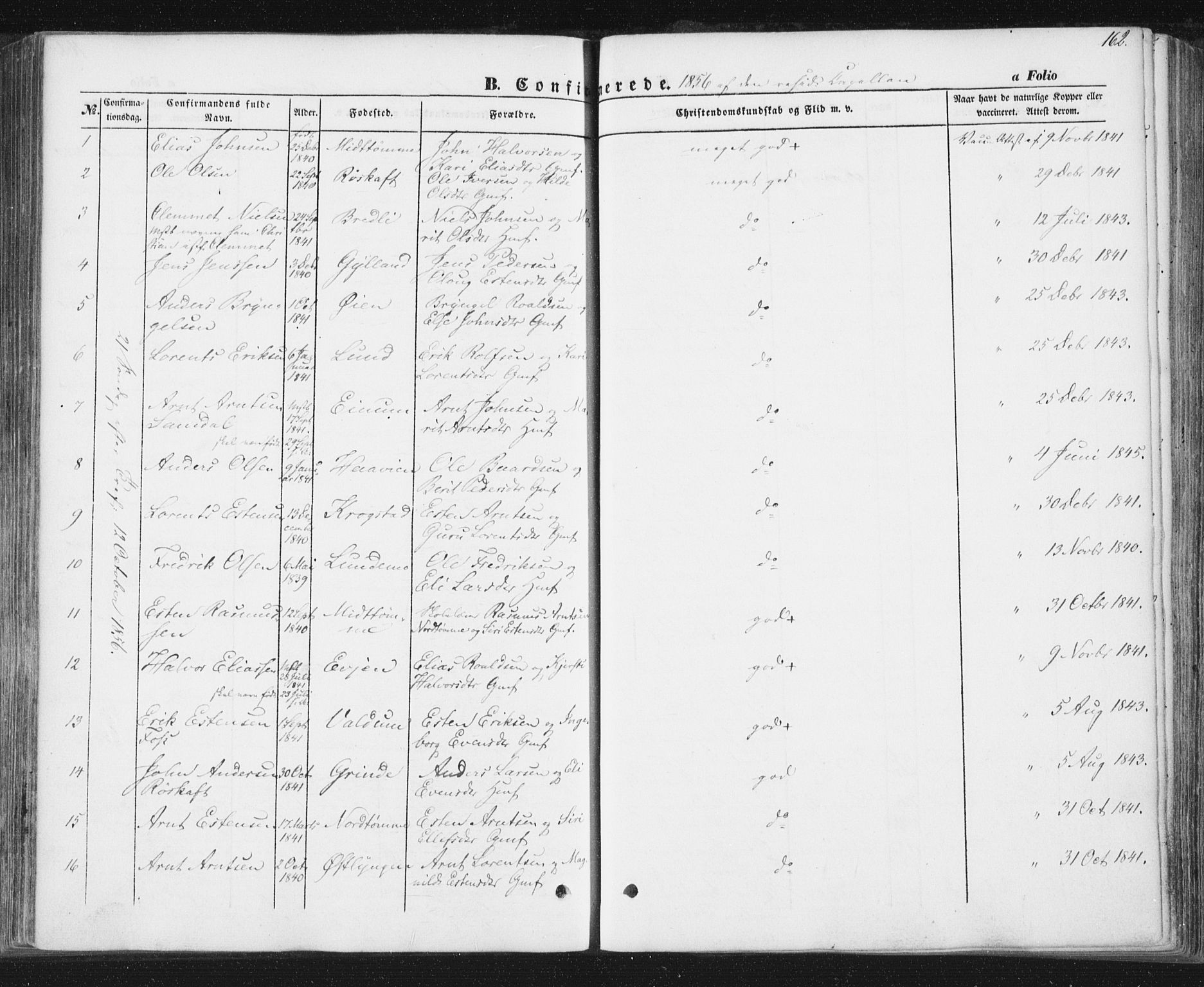 Ministerialprotokoller, klokkerbøker og fødselsregistre - Sør-Trøndelag, SAT/A-1456/692/L1103: Parish register (official) no. 692A03, 1849-1870, p. 162