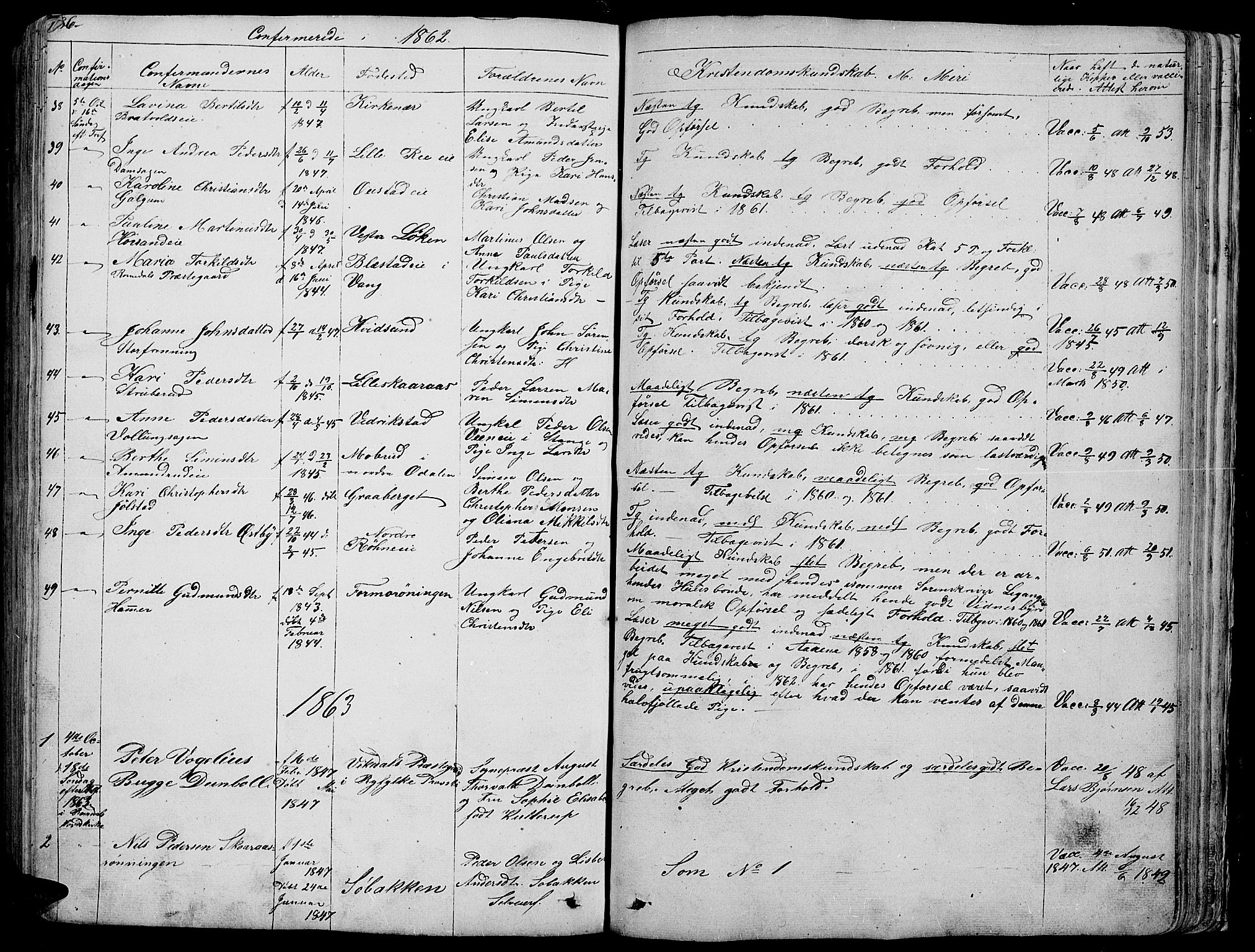 Romedal prestekontor, SAH/PREST-004/L/L0009: Parish register (copy) no. 9, 1846-1866, p. 286