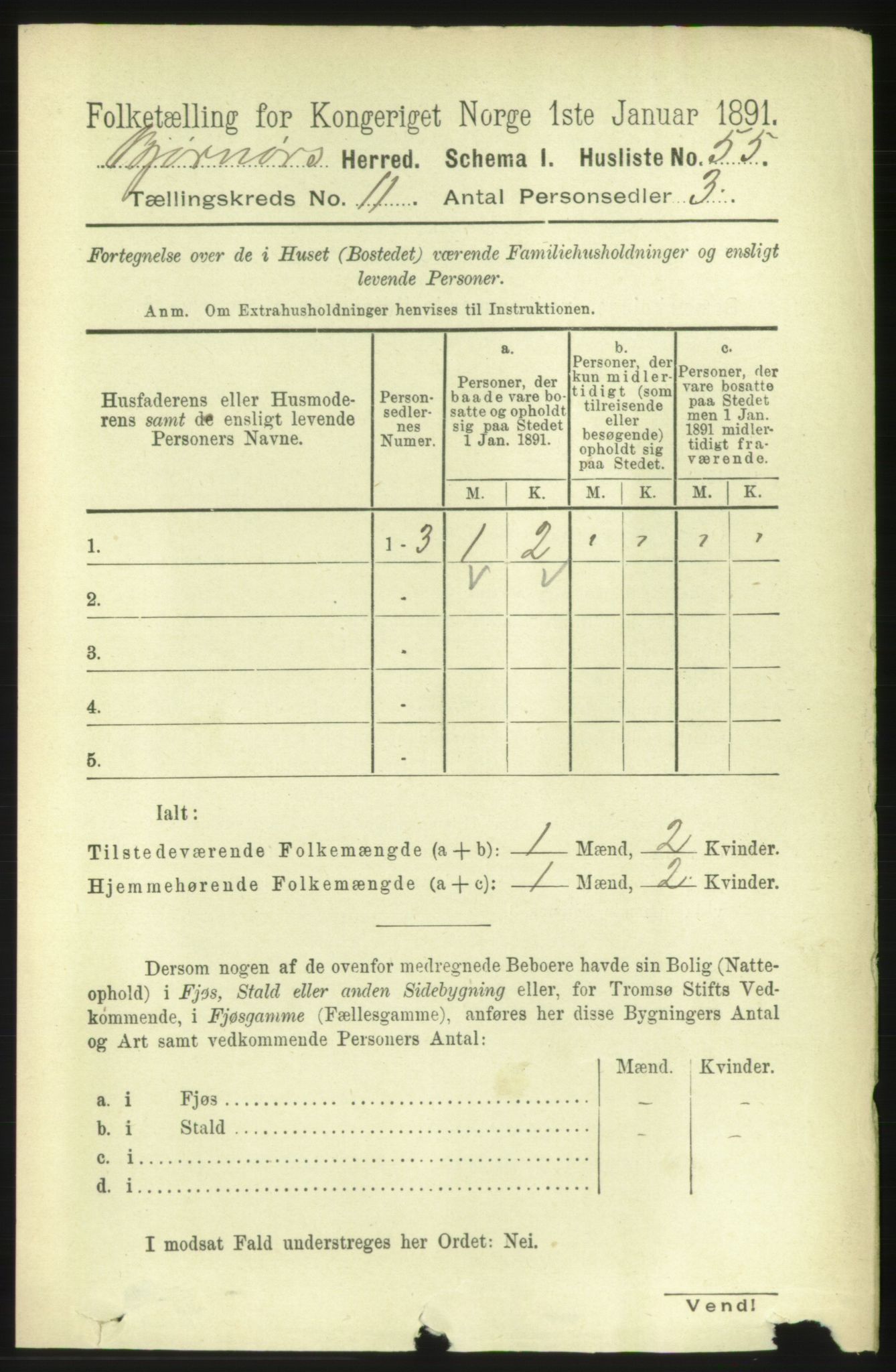RA, 1891 census for 1632 Bjørnør, 1891, p. 4658