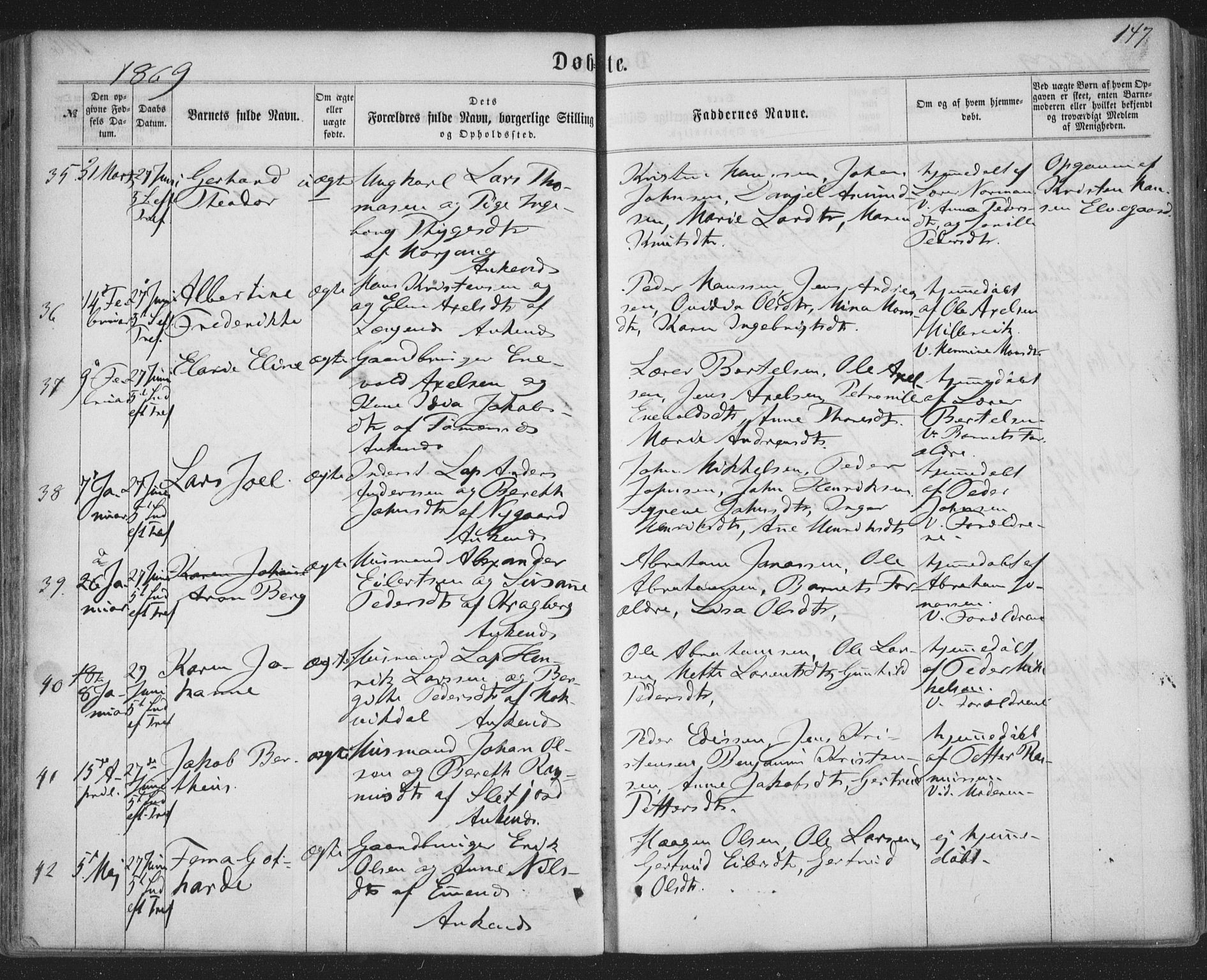 Ministerialprotokoller, klokkerbøker og fødselsregistre - Nordland, SAT/A-1459/863/L0896: Parish register (official) no. 863A08, 1861-1871, p. 147