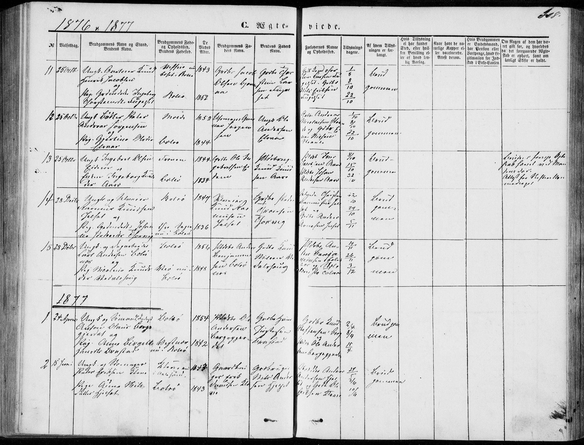 Ministerialprotokoller, klokkerbøker og fødselsregistre - Møre og Romsdal, SAT/A-1454/555/L0655: Parish register (official) no. 555A05, 1869-1886, p. 308