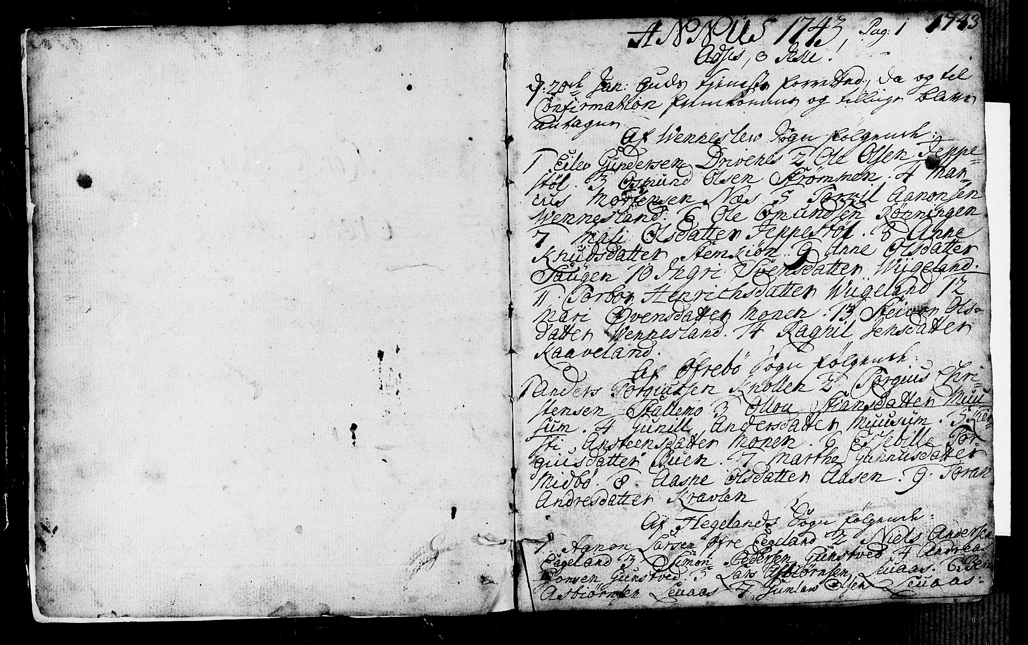 Vennesla sokneprestkontor, SAK/1111-0045/Fa/Fac/L0001: Parish register (official) no. A 1, 1743-1784, p. 0-1