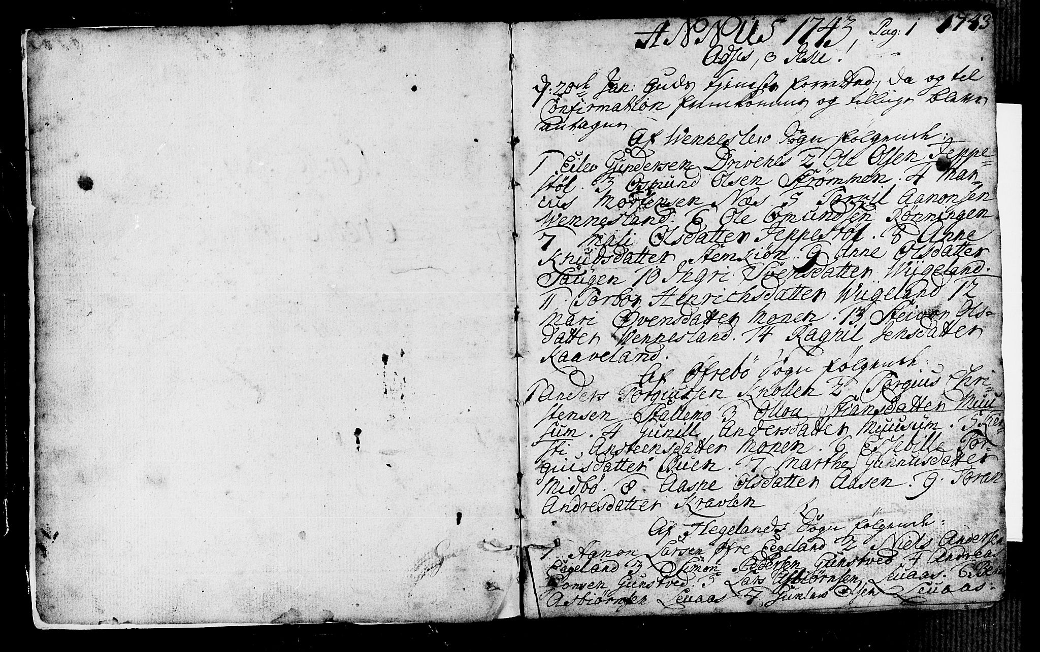 Vennesla sokneprestkontor, AV/SAK-1111-0045/Fa/Fac/L0001: Parish register (official) no. A 1, 1743-1784, p. 0-1