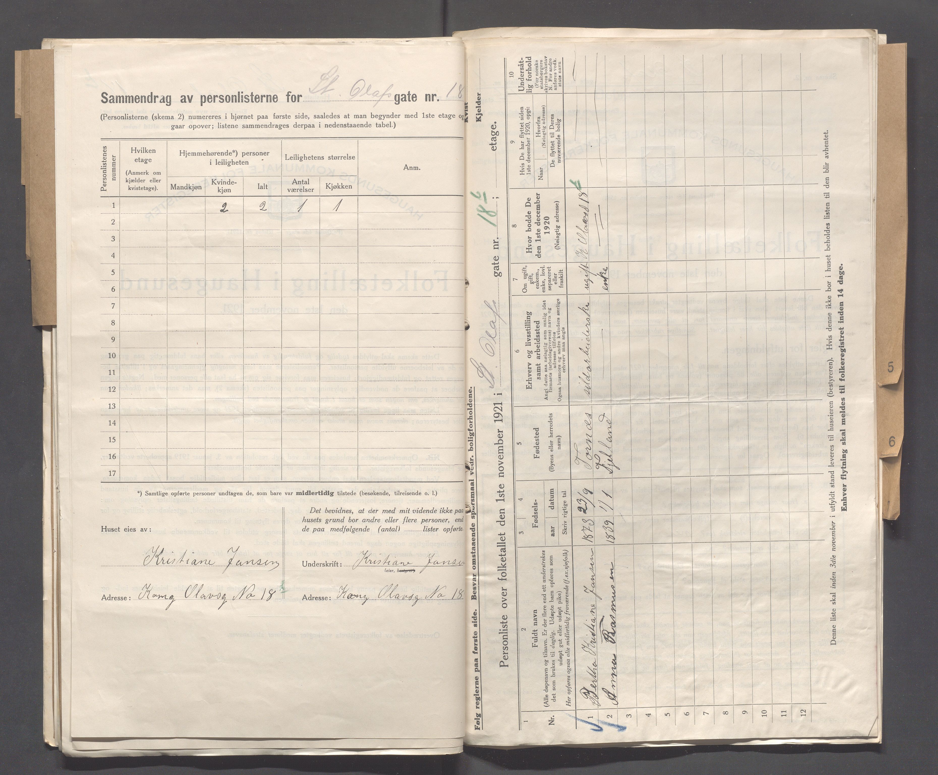 IKAR, Local census 1.11.1921 for Haugesund, 1921, p. 4300