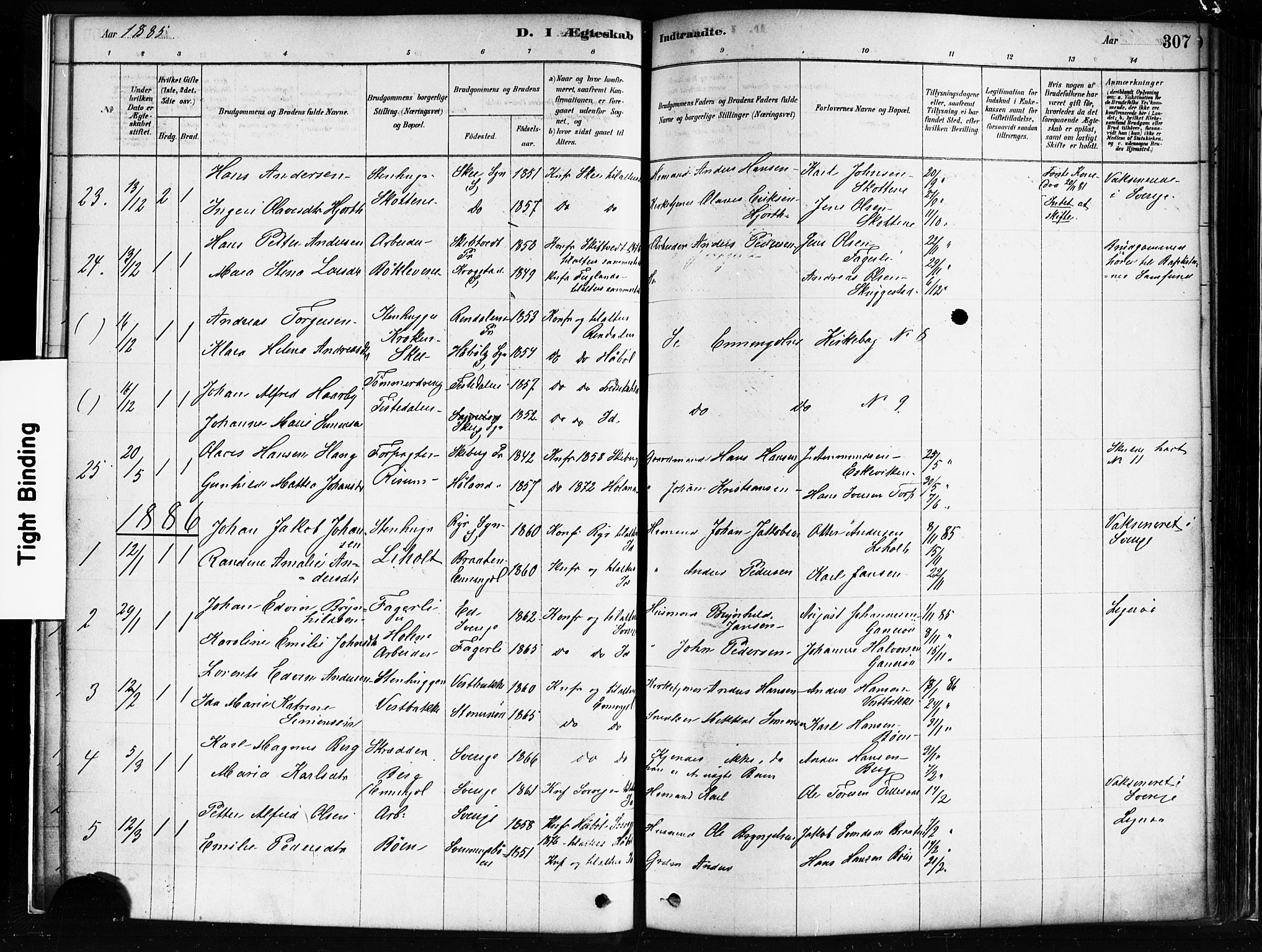Idd prestekontor Kirkebøker, SAO/A-10911/F/Fc/L0006b: Parish register (official) no. III 6B, 1878-1903, p. 307