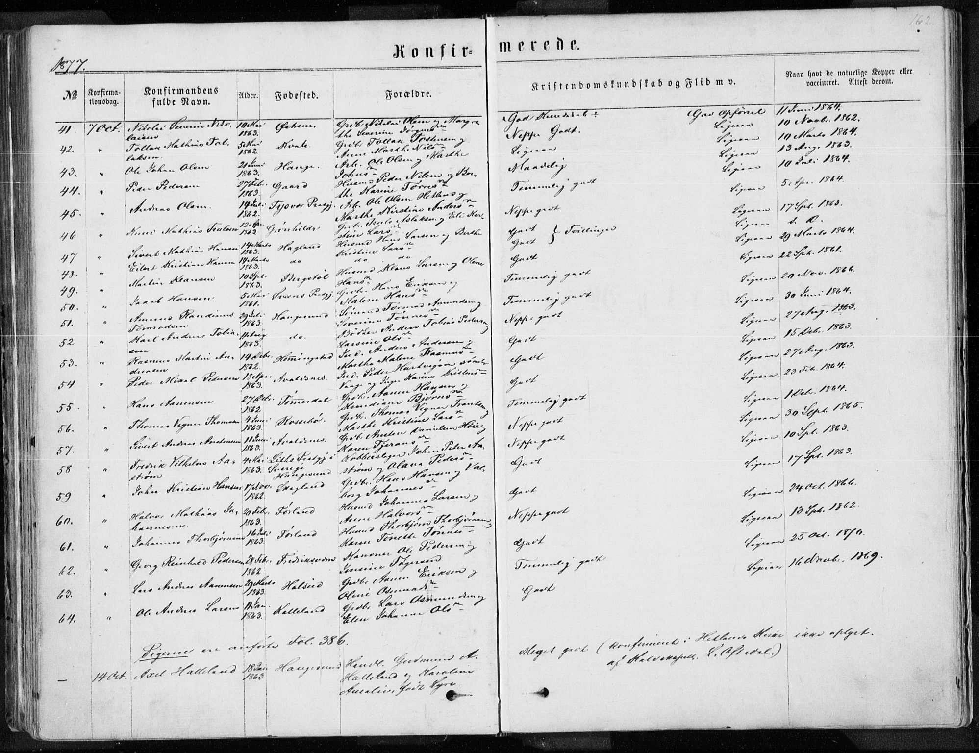 Torvastad sokneprestkontor, AV/SAST-A -101857/H/Ha/Haa/L0012: Parish register (official) no. A 12.1, 1867-1877, p. 162