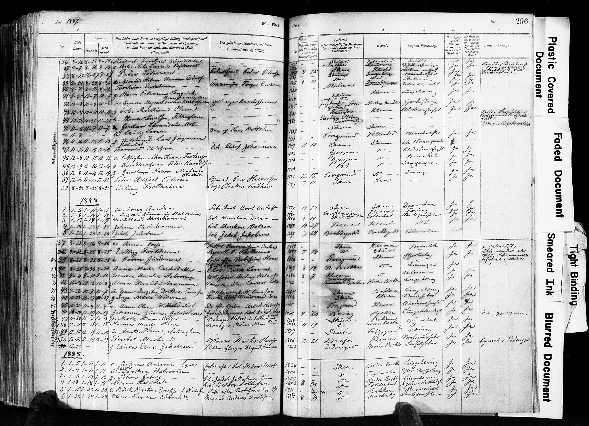 Skien kirkebøker, SAKO/A-302/F/Fa/L0009: Parish register (official) no. 9, 1878-1890, p. 296