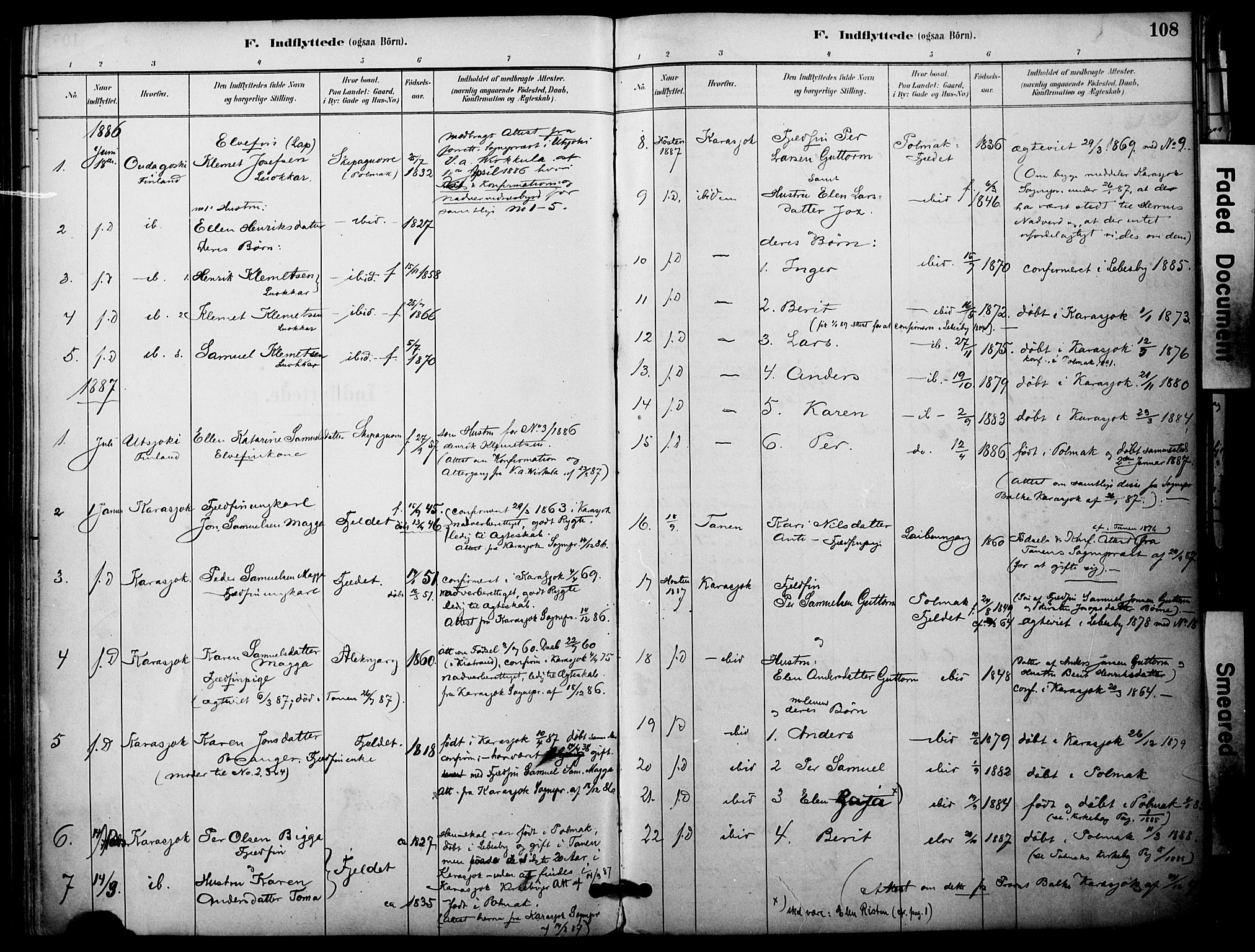 Nesseby sokneprestkontor, SATØ/S-1330/H/Ha/L0005kirke: Parish register (official) no. 5, 1885-1906, p. 108