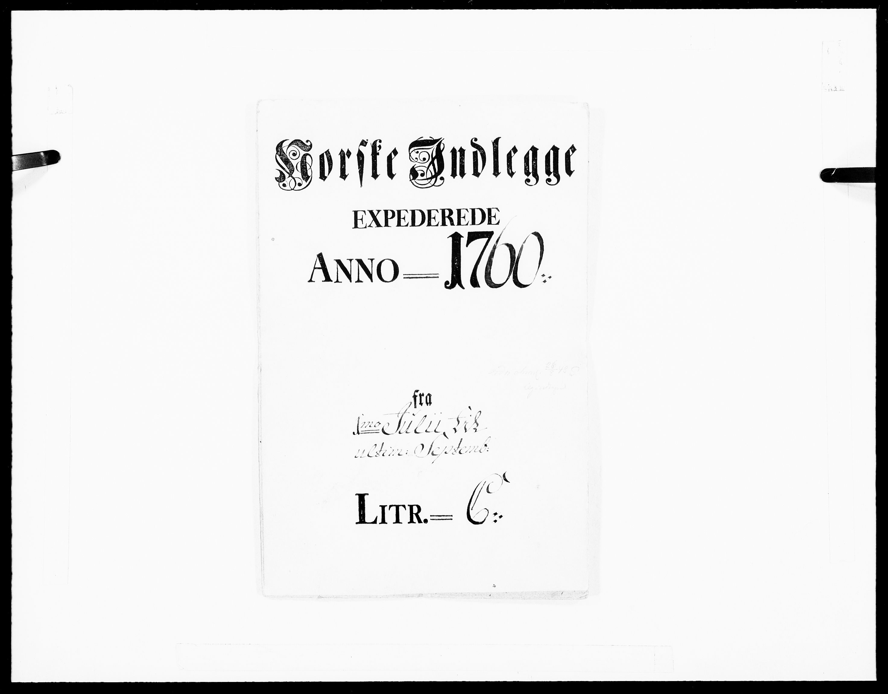 Danske Kanselli 1572-1799, RA/EA-3023/F/Fc/Fcc/Fcca/L0180: Norske innlegg 1572-1799, 1760, p. 1