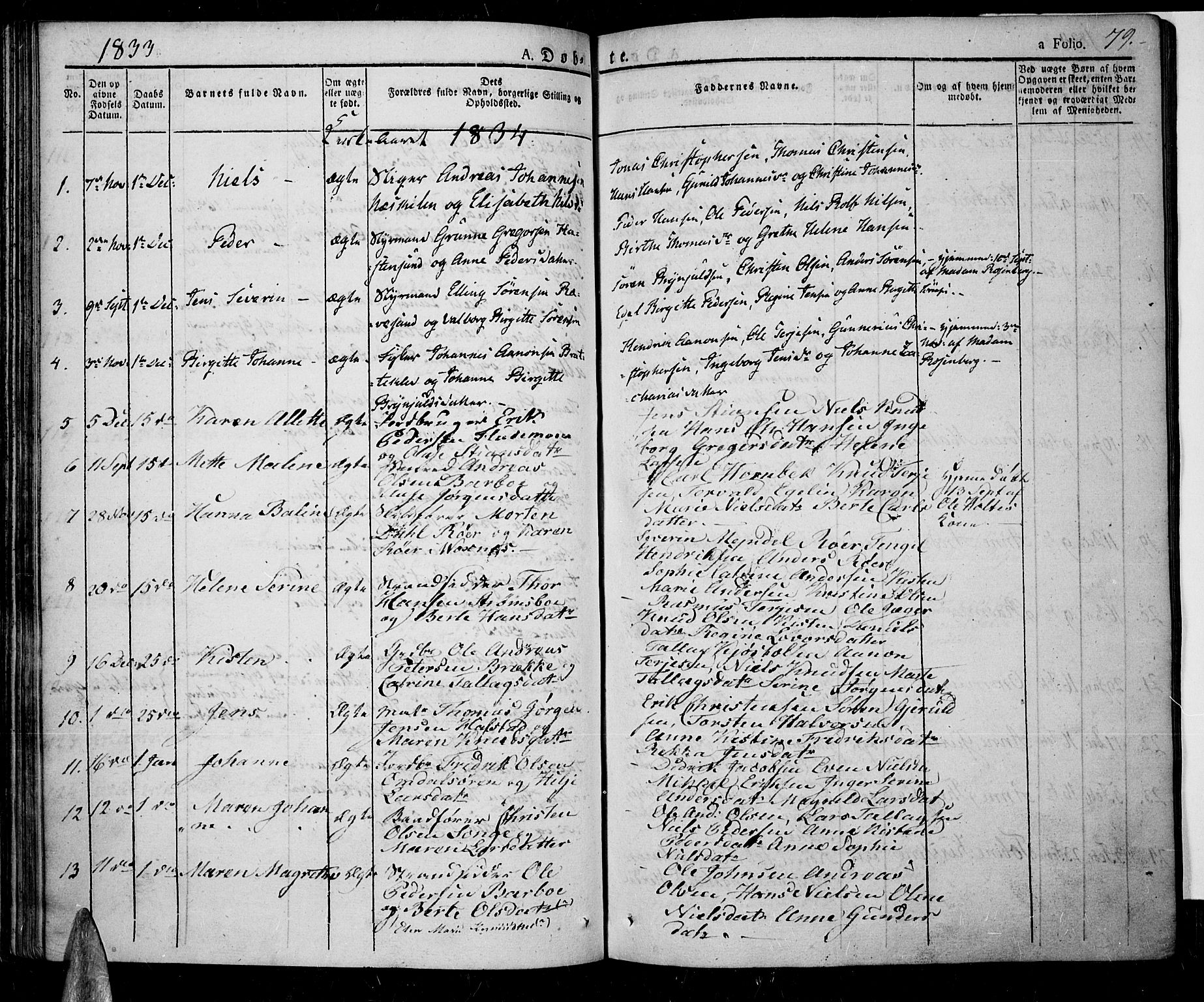 Tromøy sokneprestkontor, SAK/1111-0041/F/Fa/L0003: Parish register (official) no. A 3, 1825-1837, p. 79
