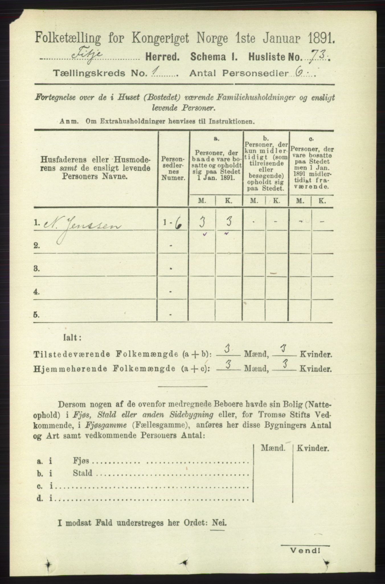 RA, 1891 census for 1222 Fitjar, 1891, p. 92