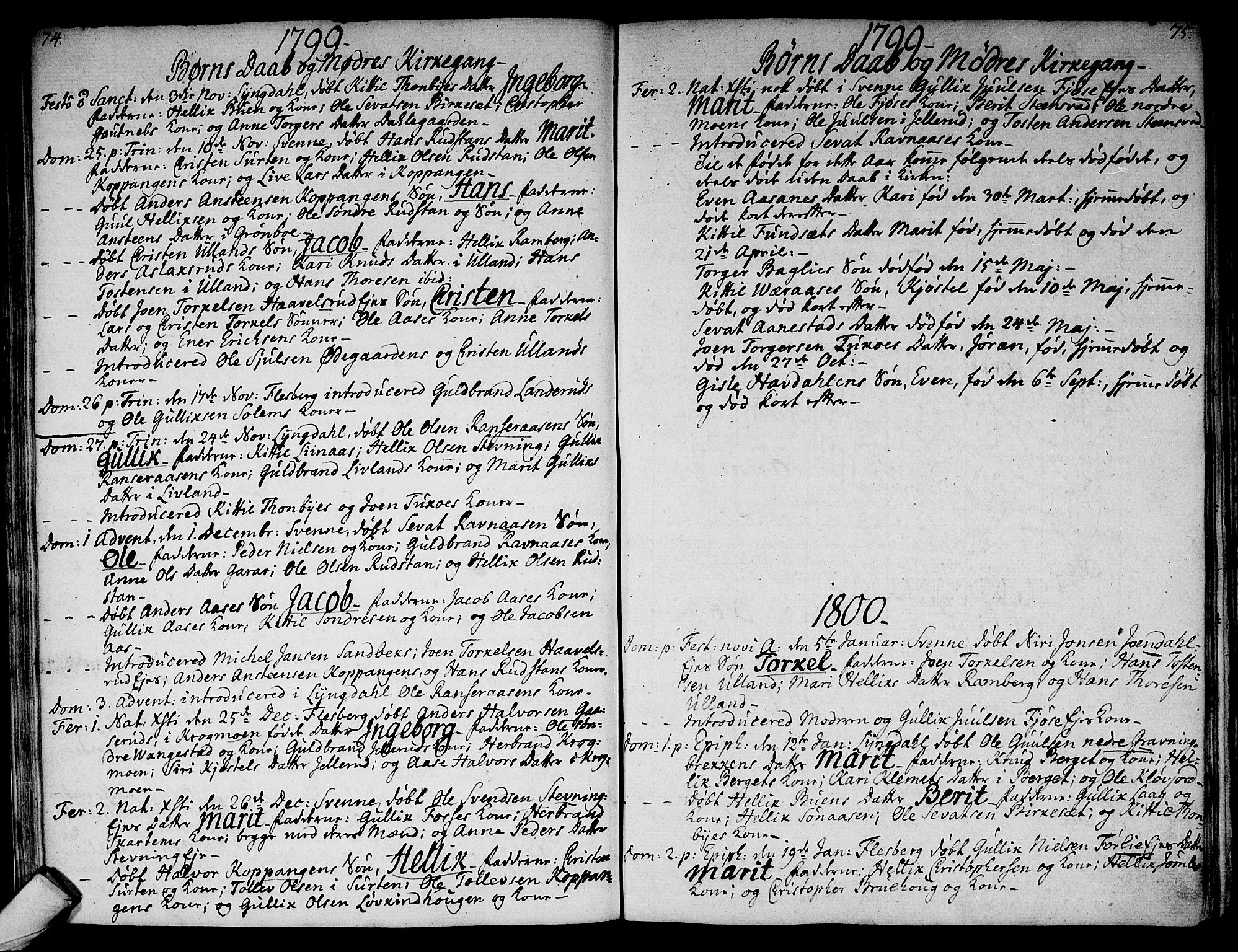 Flesberg kirkebøker, SAKO/A-18/F/Fa/L0004: Parish register (official) no. I 4, 1788-1815, p. 74-75