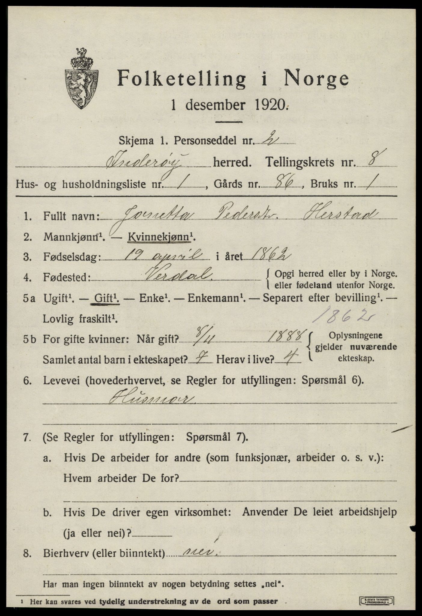 SAT, 1920 census for Inderøy, 1920, p. 5605