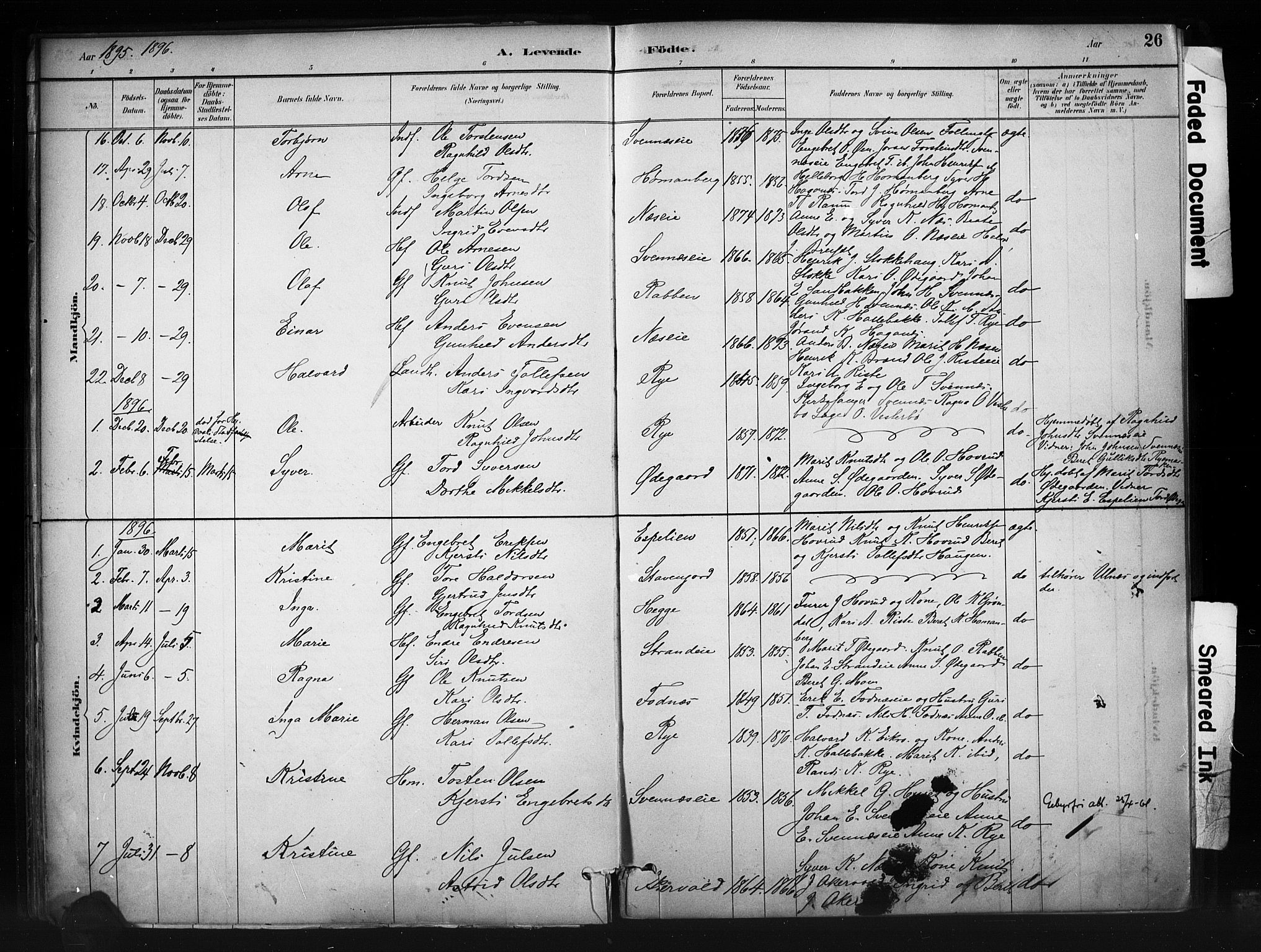 Nord-Aurdal prestekontor, SAH/PREST-132/H/Ha/Haa/L0010: Parish register (official) no. 10, 1883-1896, p. 26