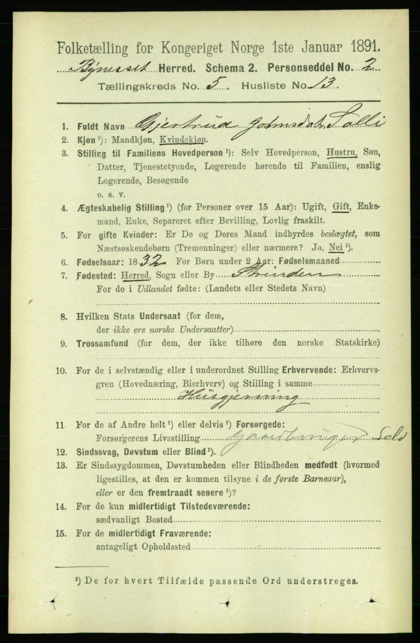 RA, 1891 census for 1655 Byneset, 1891, p. 2108