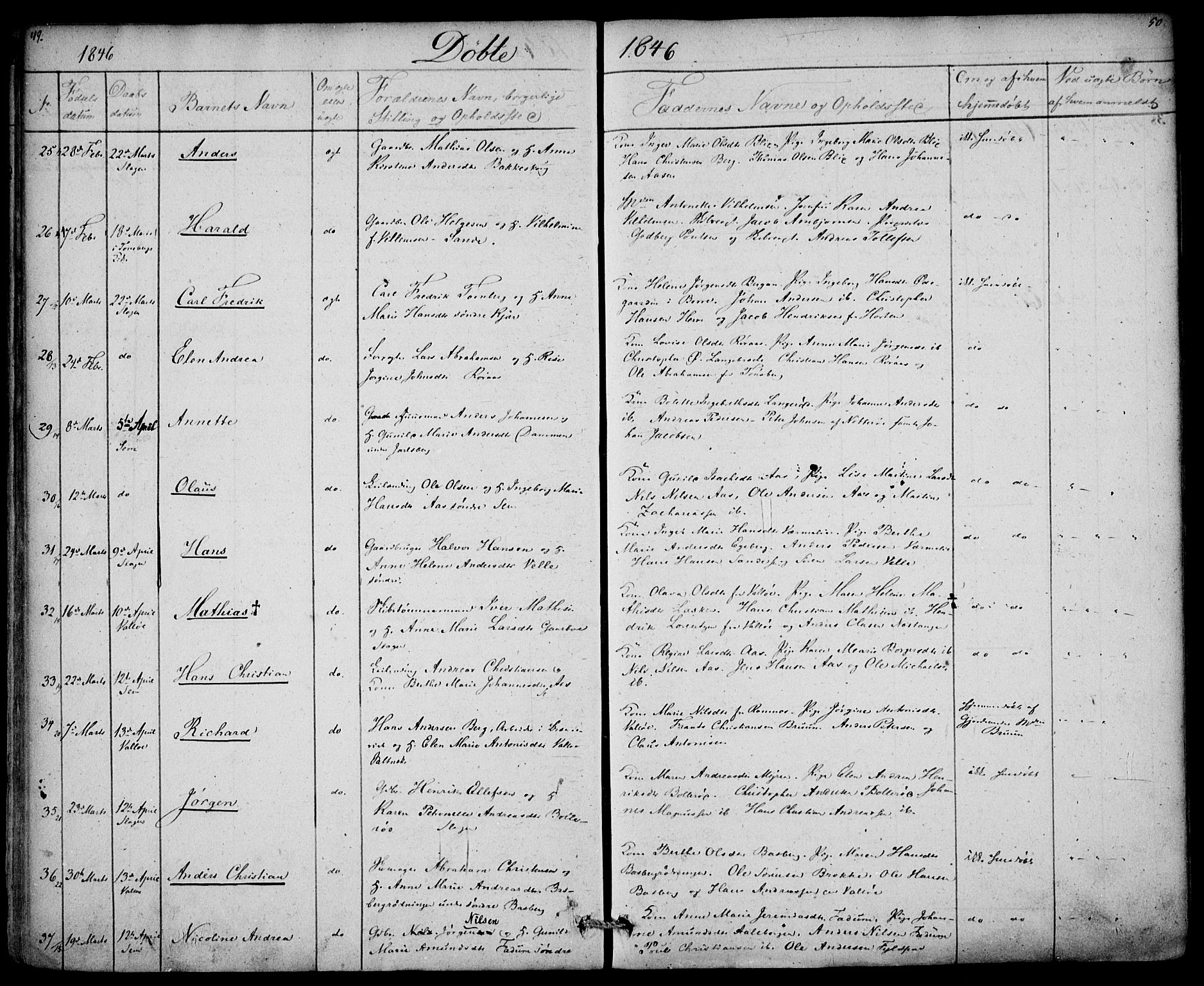 Sem kirkebøker, AV/SAKO-A-5/F/Fa/L0006: Parish register (official) no. I 6, 1843-1855, p. 49-50