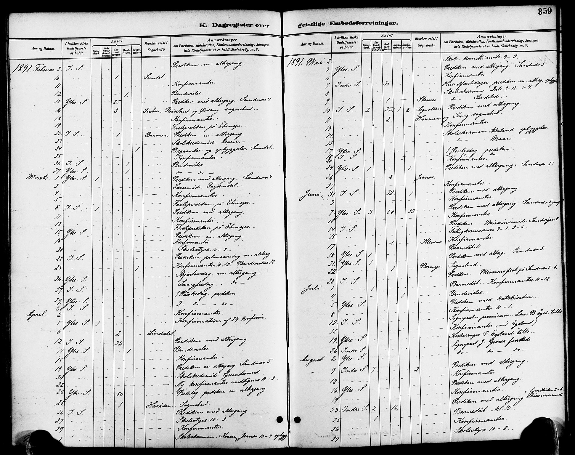 Søndeled sokneprestkontor, AV/SAK-1111-0038/F/Fa/L0005: Parish register (official) no. A 5, 1889-1899, p. 359