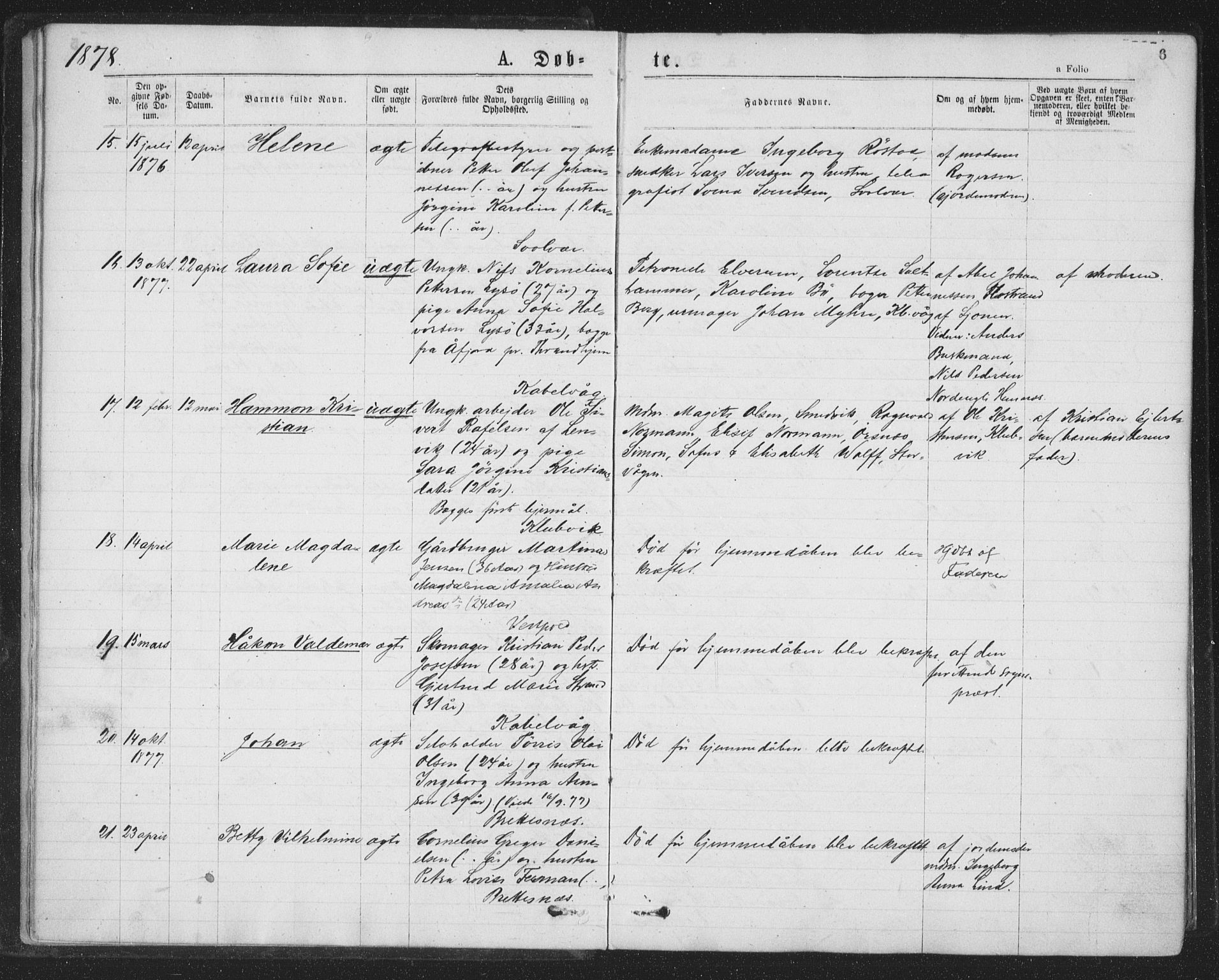 Ministerialprotokoller, klokkerbøker og fødselsregistre - Nordland, AV/SAT-A-1459/874/L1058: Parish register (official) no. 874A02, 1878-1883, p. 6