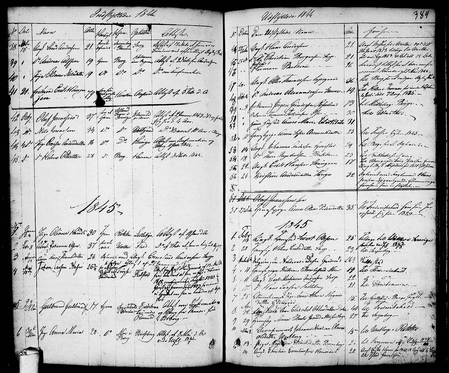 Skjeberg prestekontor Kirkebøker, AV/SAO-A-10923/F/Fa/L0005: Parish register (official) no. I 5, 1830-1845, p. 384